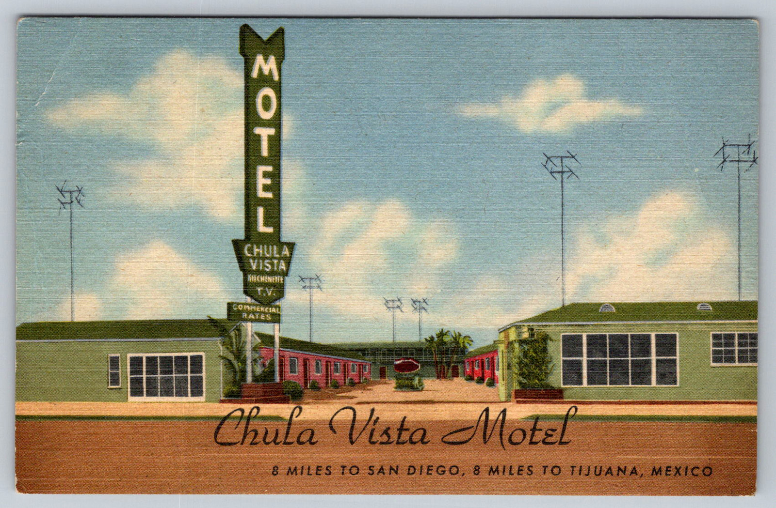 c1940s Chula Vista Motel San Diego California Highway 101 Postcard c1940s Chula Vista Motel San Diego California Highway 101 Postcard