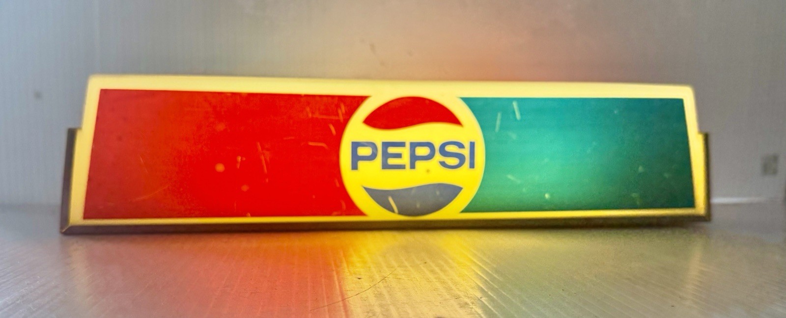 Vintage 1970s Pepsi Double Sided Lighted Ad Sign 16” Works But Needs Cord Repair