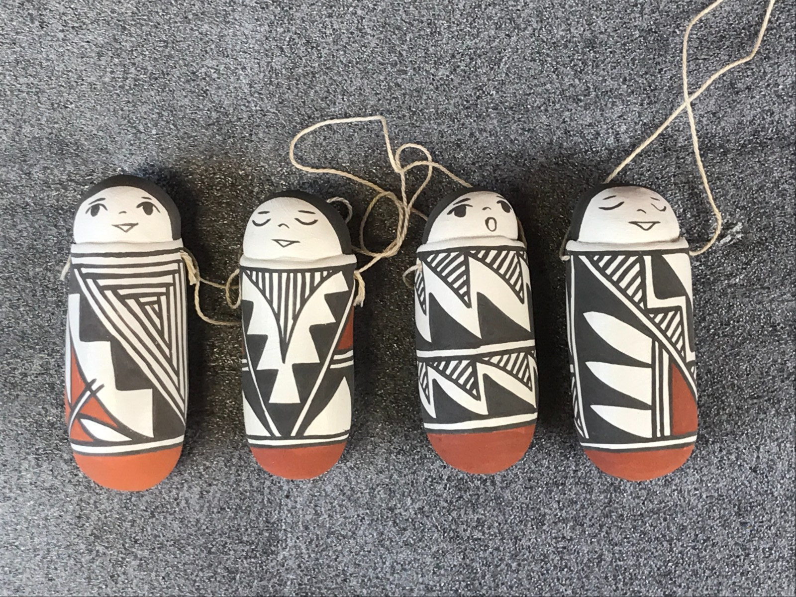 4 Vintage Native American ACOMA Pueblo CLAY POTTERY PAPOOSE BABY Ornaments ME NE 4 Vintage Native American ACOMA Pueblo CLAY POTTERY PAPOOSE BABY Ornaments ME NE