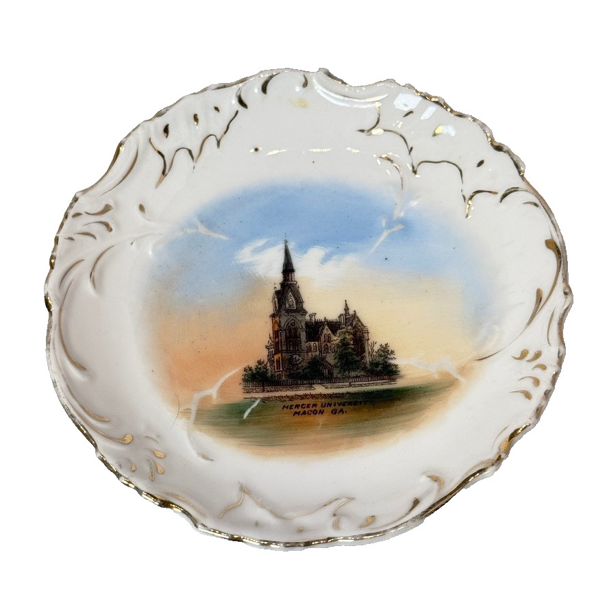 MACON Mercer University GA GEORGIA Antique Souvenir China TRINKET DISH PLATE