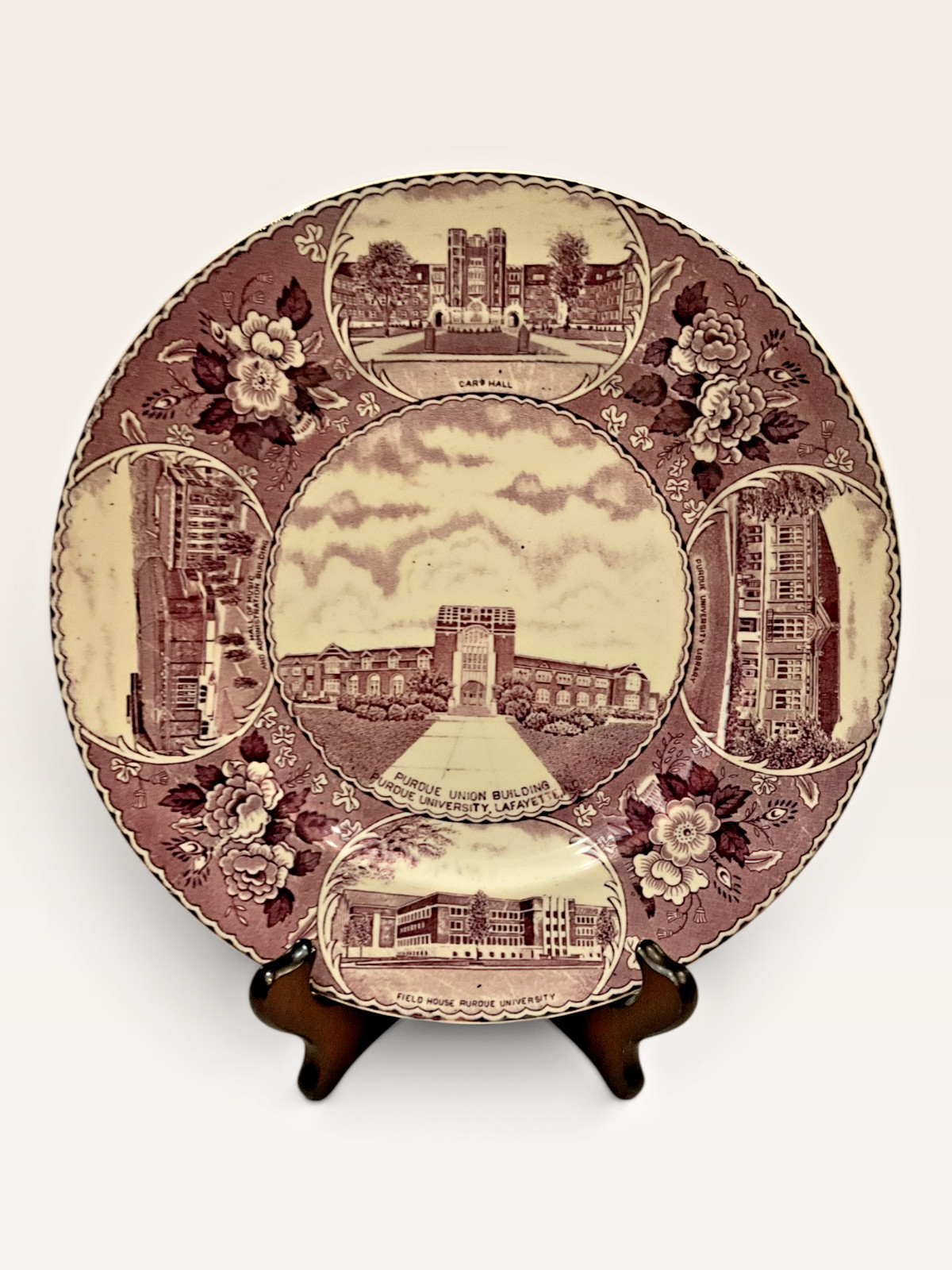 Vintage Purdue University Adams Staffordshire England Souvenir Plate 9.75\
