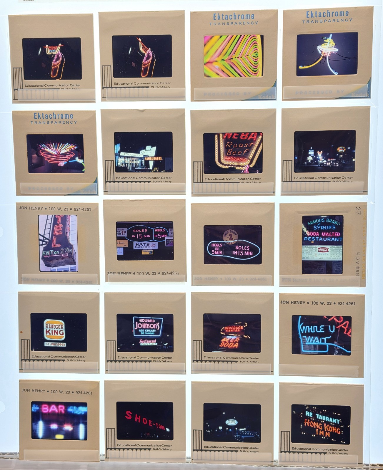 Vintage 1960s 35mm Slides Neon Signs NYC NY Jon Henry SUNY Albany Lot of 20 Vintage 1960s 35mm Slides Neon Signs NYC NY Jon Henry SUNY Albany Lot of 20