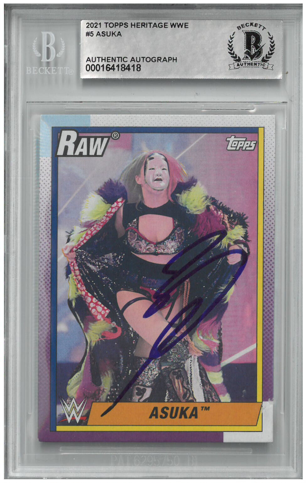Asuka Signed Autograph Slabbed 2021 WWE Topps Heritage Card  BAS Beckett