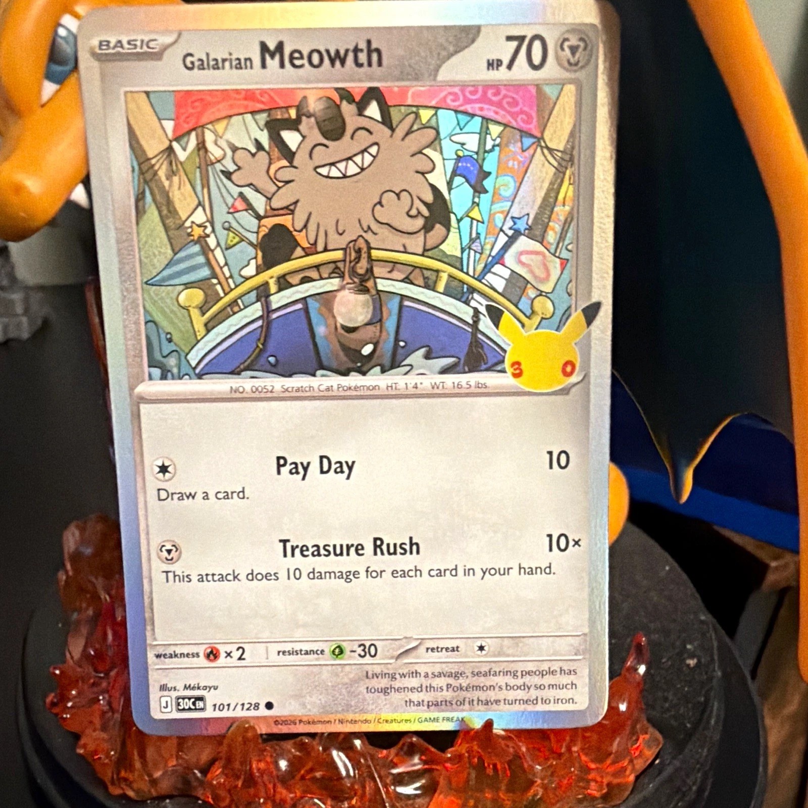 Nintendo Pokémon TCG Galarian Meowth 101/128 ENG 30th Anniv Common 70 HP Nintendo Pokémon TCG Galarian Meowth 101/128 ENG 30th Anniv Common 70 HP
