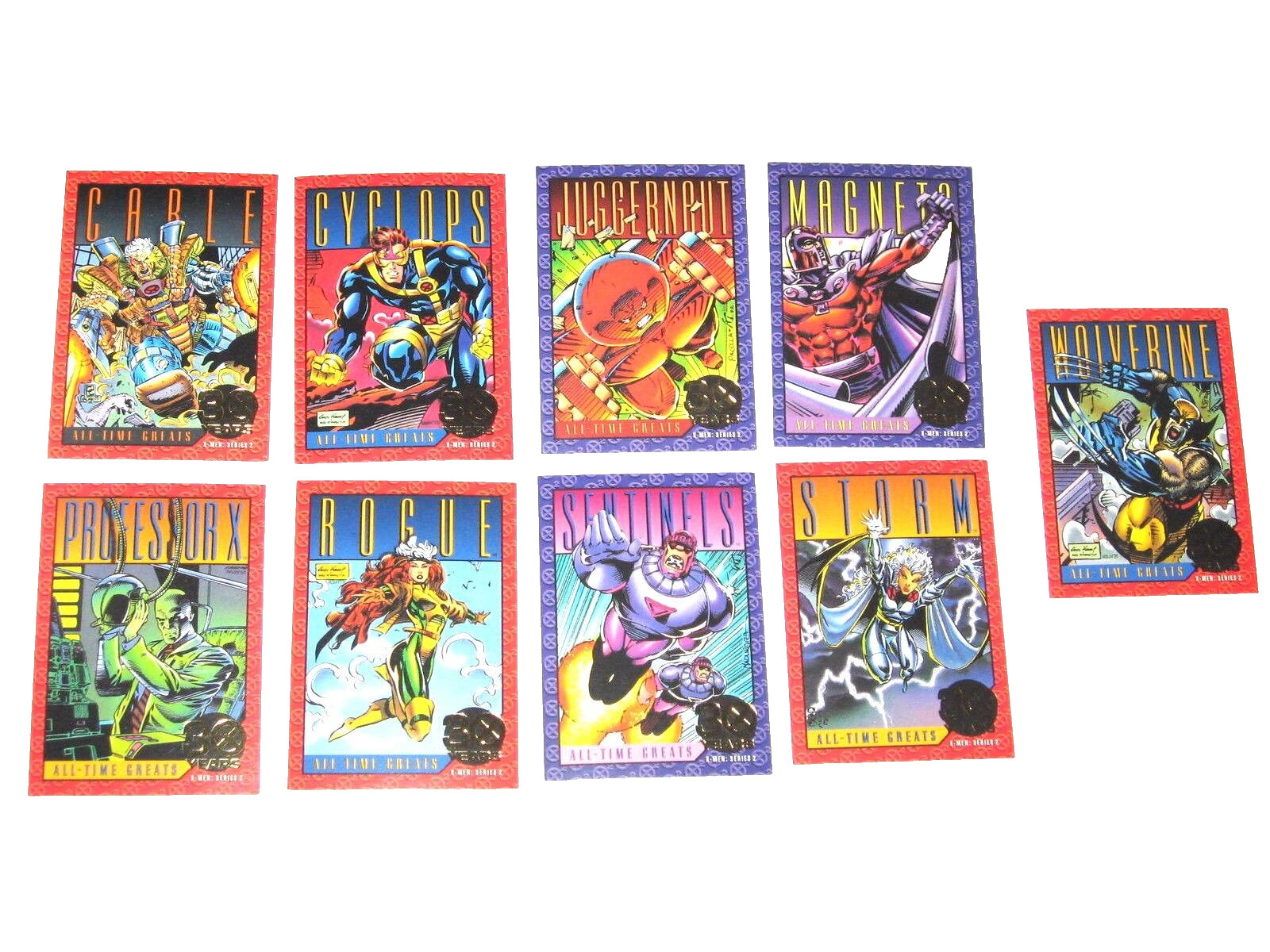 1993 X-MEN SERIES 2 30 YEARS GOLD FOIL STAMPED 9 CARD INSERT CHASE SET WOLVERINE 1993 X-MEN SERIES 2 30 YEARS GOLD FOIL STAMPED 9 CARD INSERT CHASE SET WOLVERINE