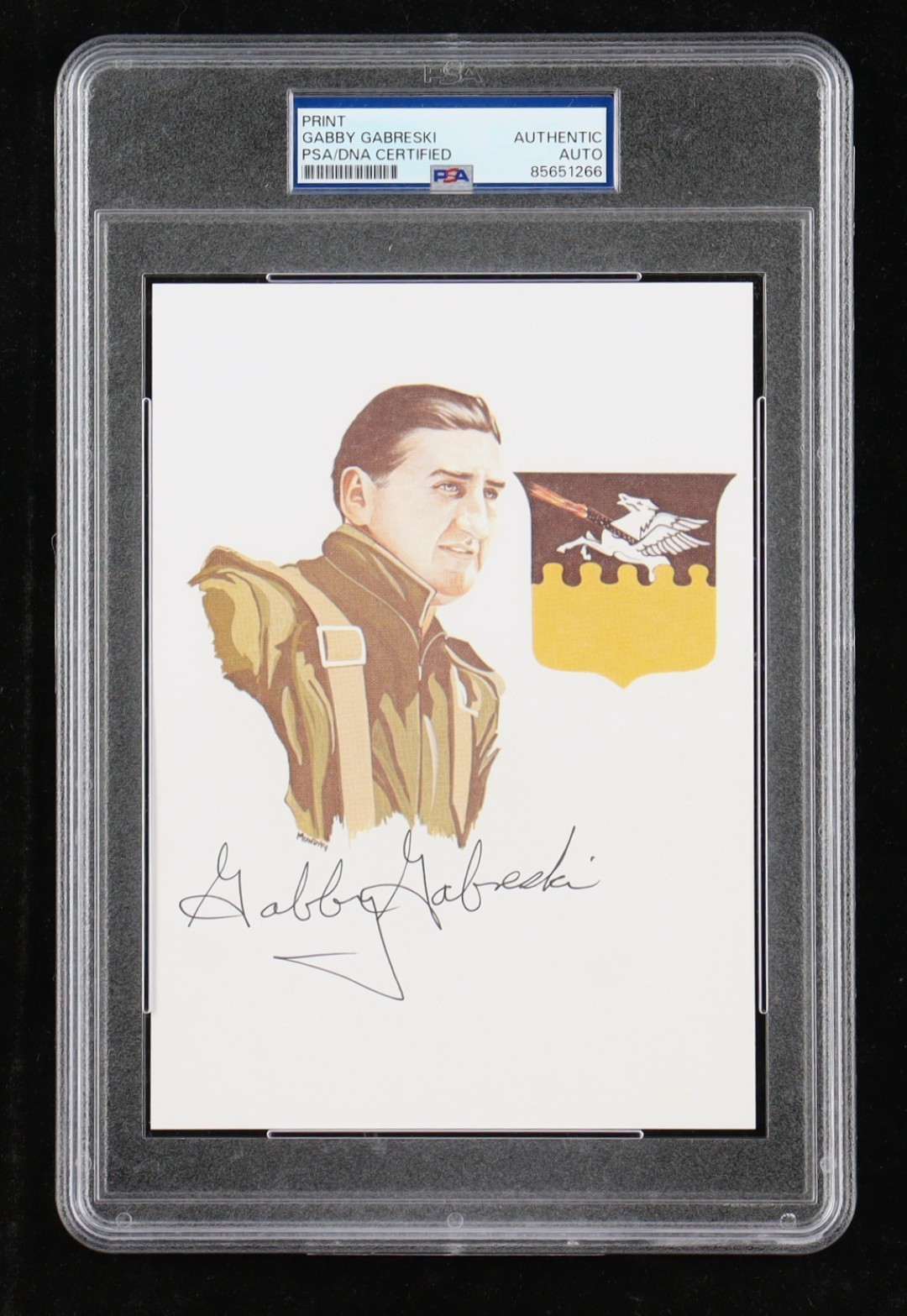 Francis Gabby Gabreski Signed Autograph WWII Ace PSA Slabbed 5x7 Zemkes Wolfpack