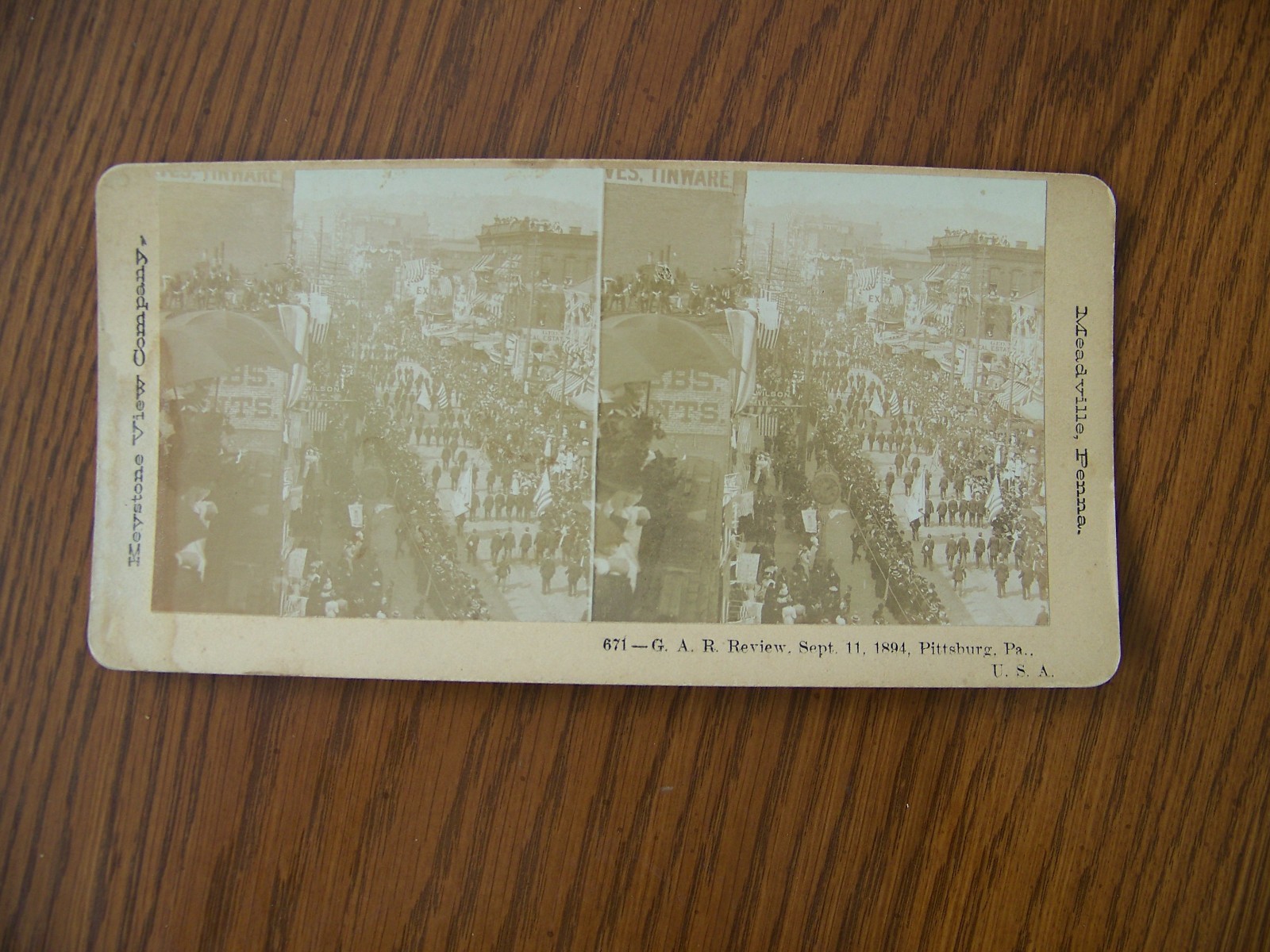 Stereo View Photo G. A. R. 1894 Sept 11 Pittsburgh Pennsylvania Civil War