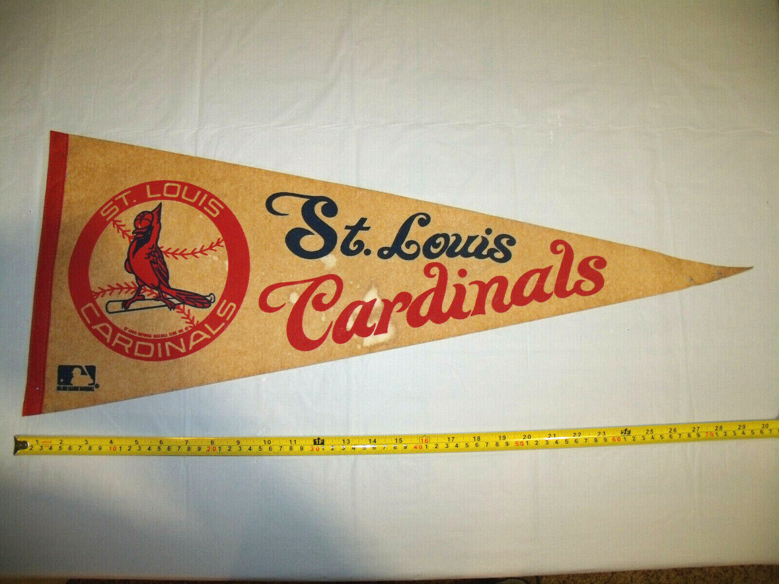 St. Louis Cardinals Original 1970s Vintage Full Size Pennant Very Yellowed