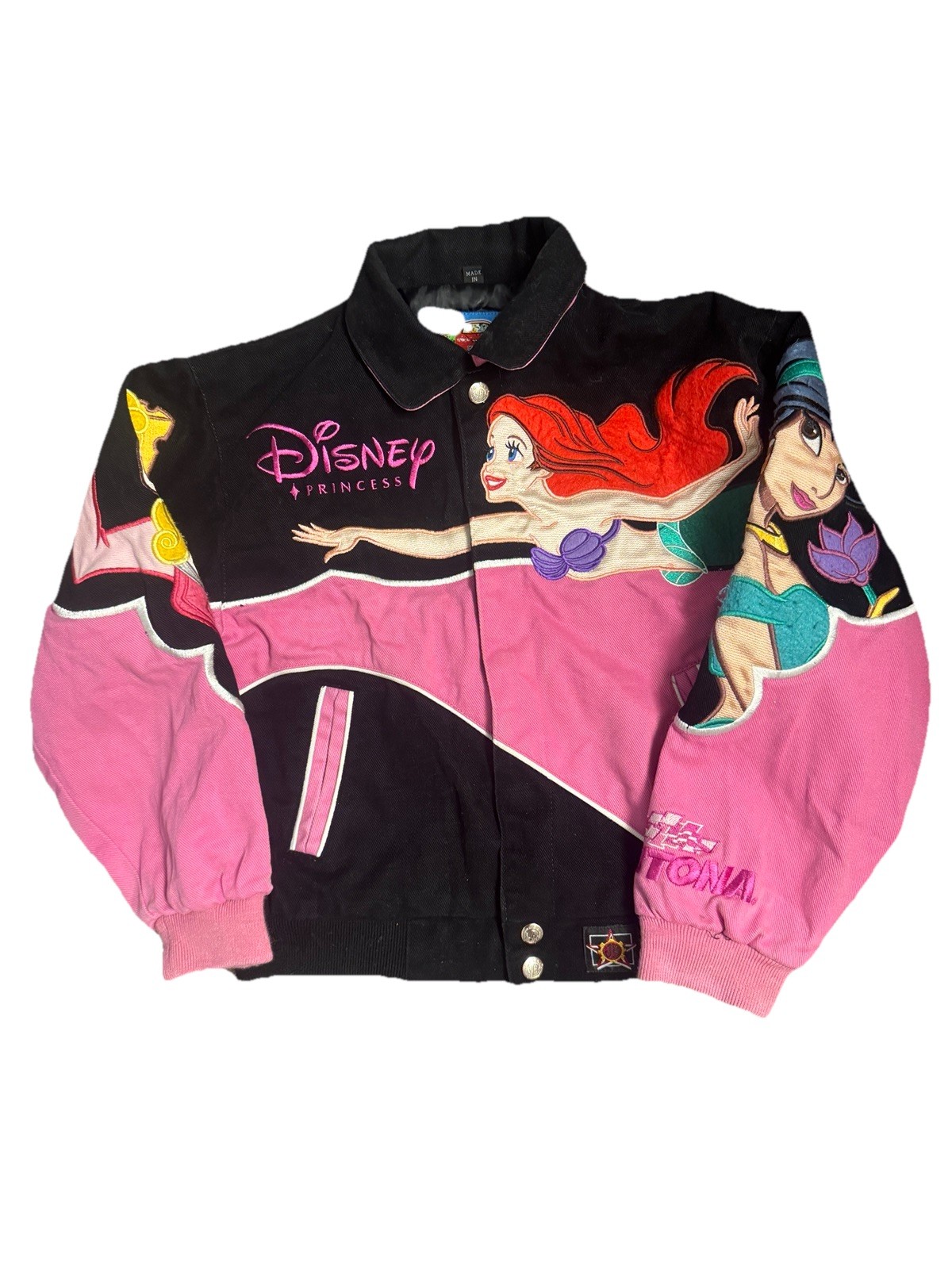 Vintage 2000s JH DESIGN Kids Disney Princess Nascar 500 Racing Jacket Grail M Vintage 2000s JH DESIGN Kids Disney Princess Nascar 500 Racing Jacket Grail M
