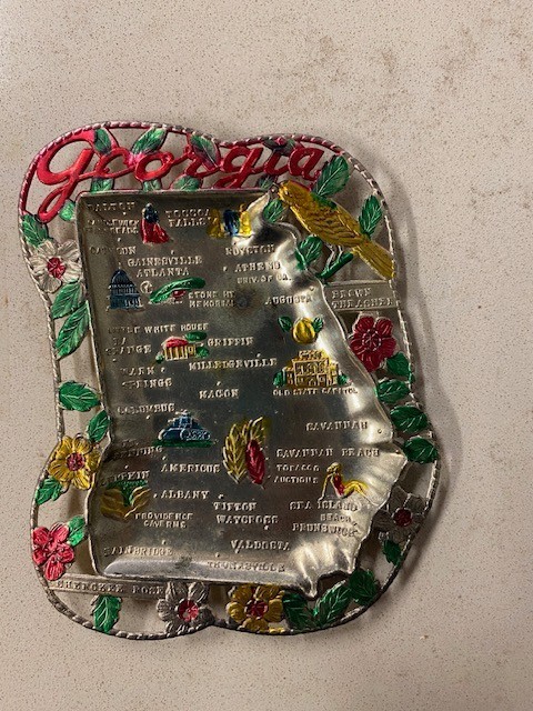 Vintage Collectible Metal State Ashtrays or Trinket Dish Georgia Vintage Collectible Metal State Ashtrays or Trinket Dish Georgia