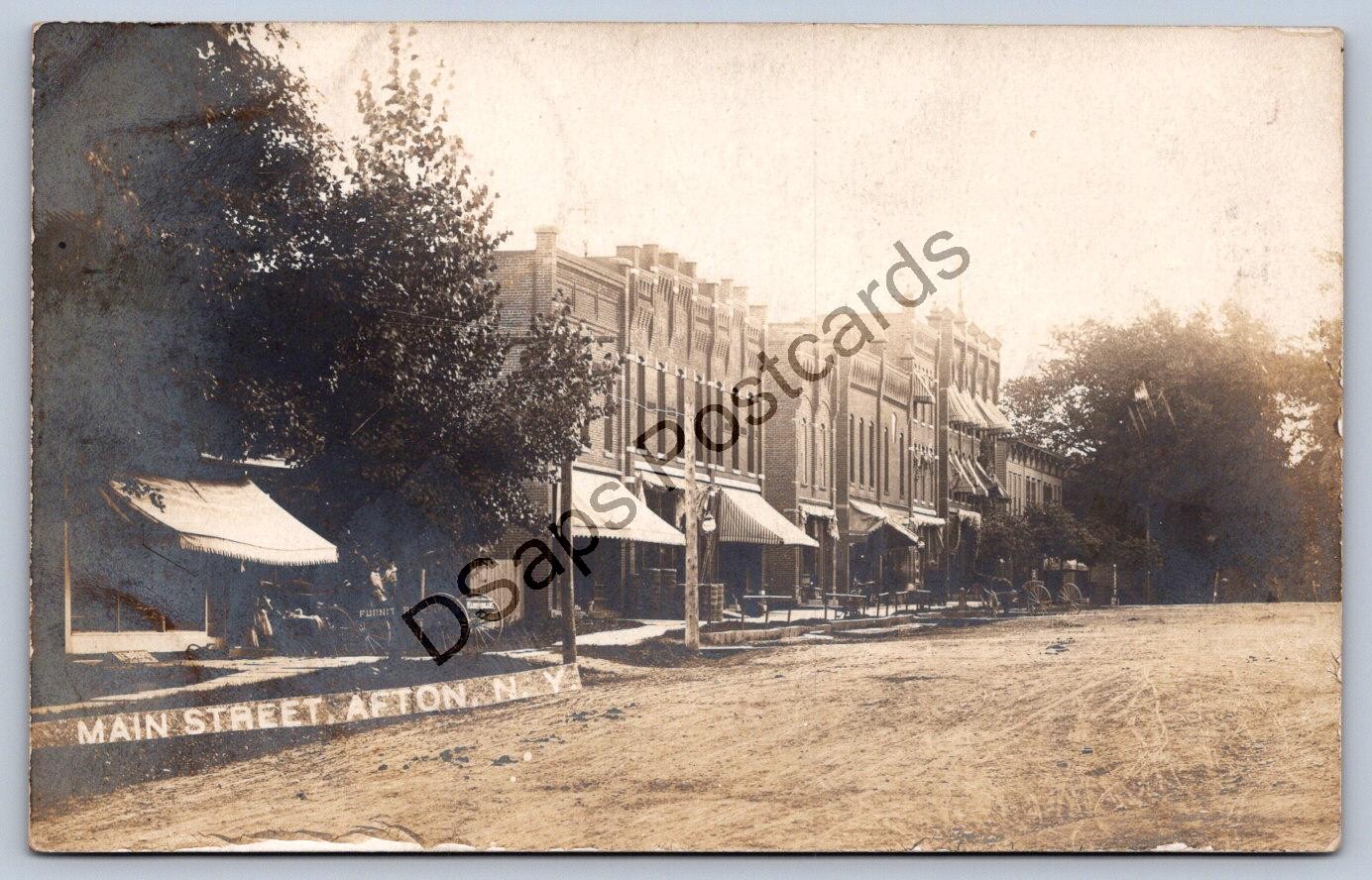 K64/ Afton New York RPPC Postcard c1910 Main Street Stores 268 K64/ Afton New York RPPC Postcard c1910 Main Street Stores 268