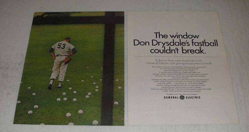 1967 General Electric Lexan Windows Ad - Don Drysdale