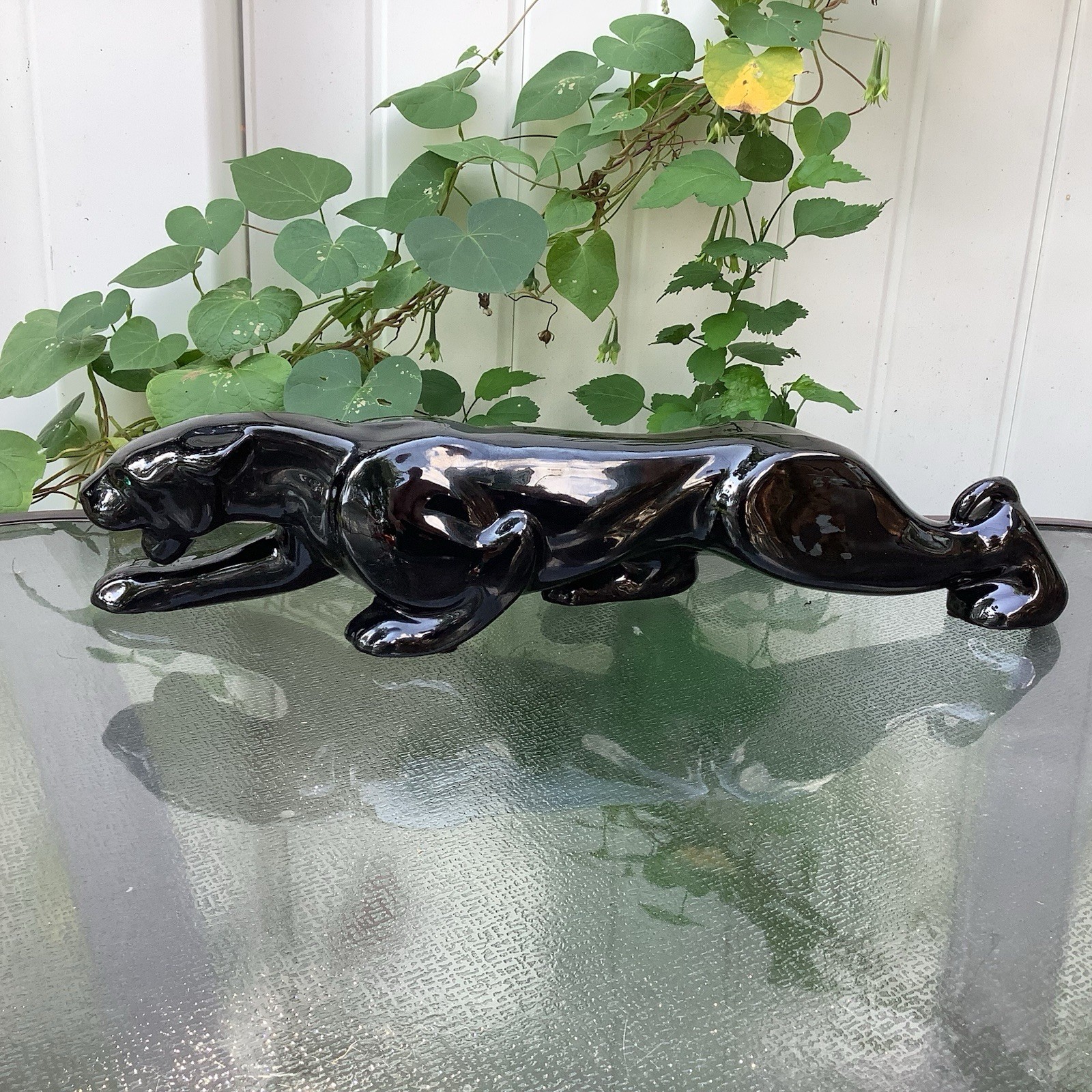 Vintage Black Ceramic Panther Statue Vintage Black Ceramic Panther Statue