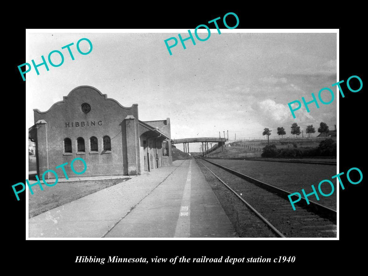 OLD 6 X 4 HISTORIC PHOTO OF HIBBING MINNESOTA THE RAILROAD DEPOT STATION c1940