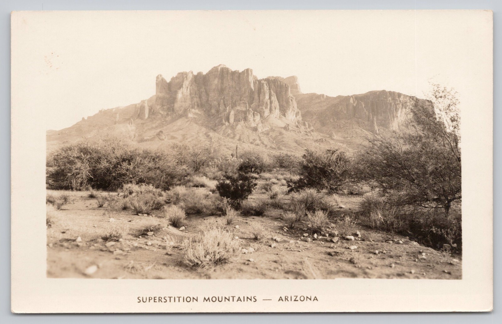 Superstition Mountains Arizona Desert Landscape RPPC Real Photo Postcard