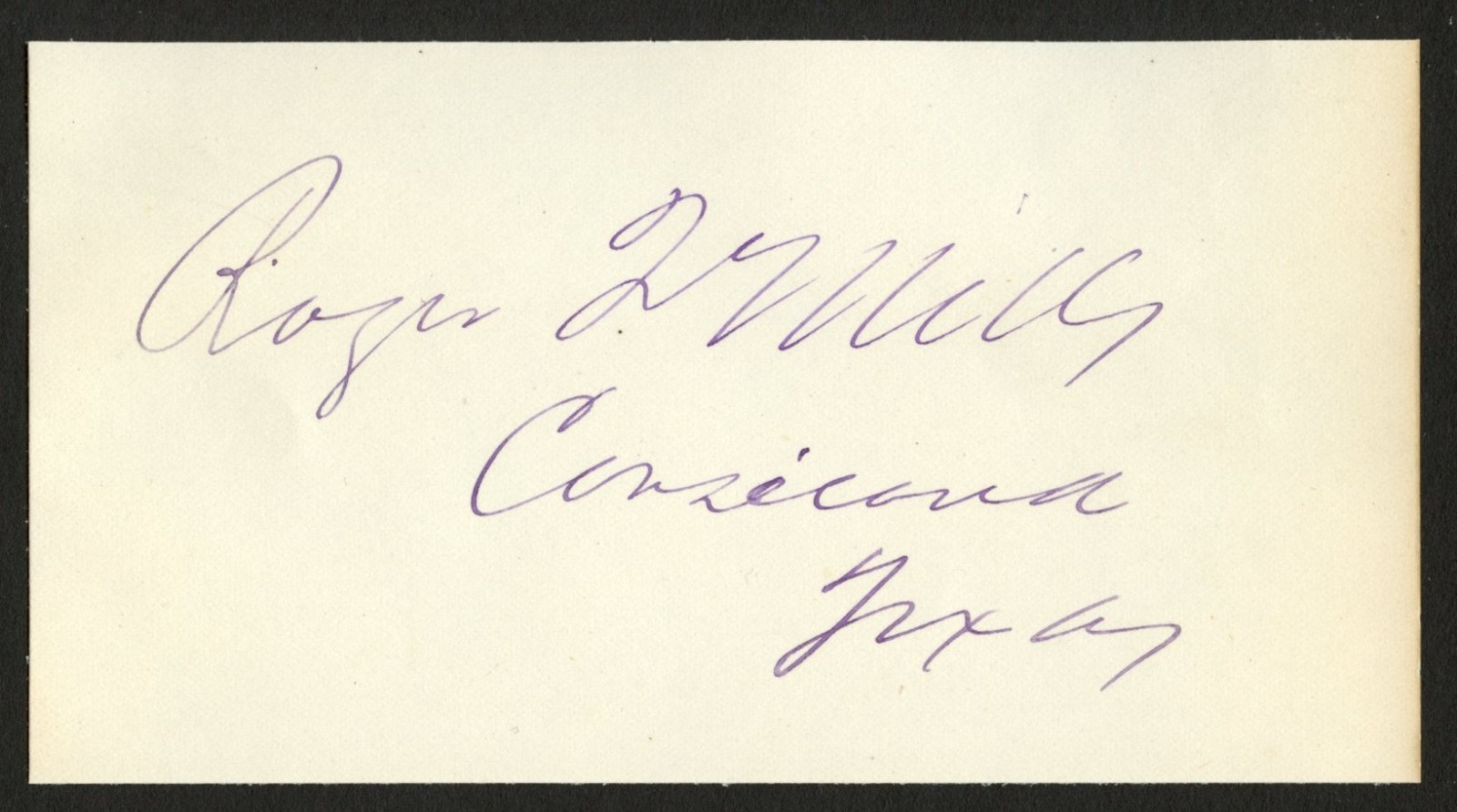 Roger Q Mills d1911 signed autograph 2.5x5.5 cut US Senator from Texas ^