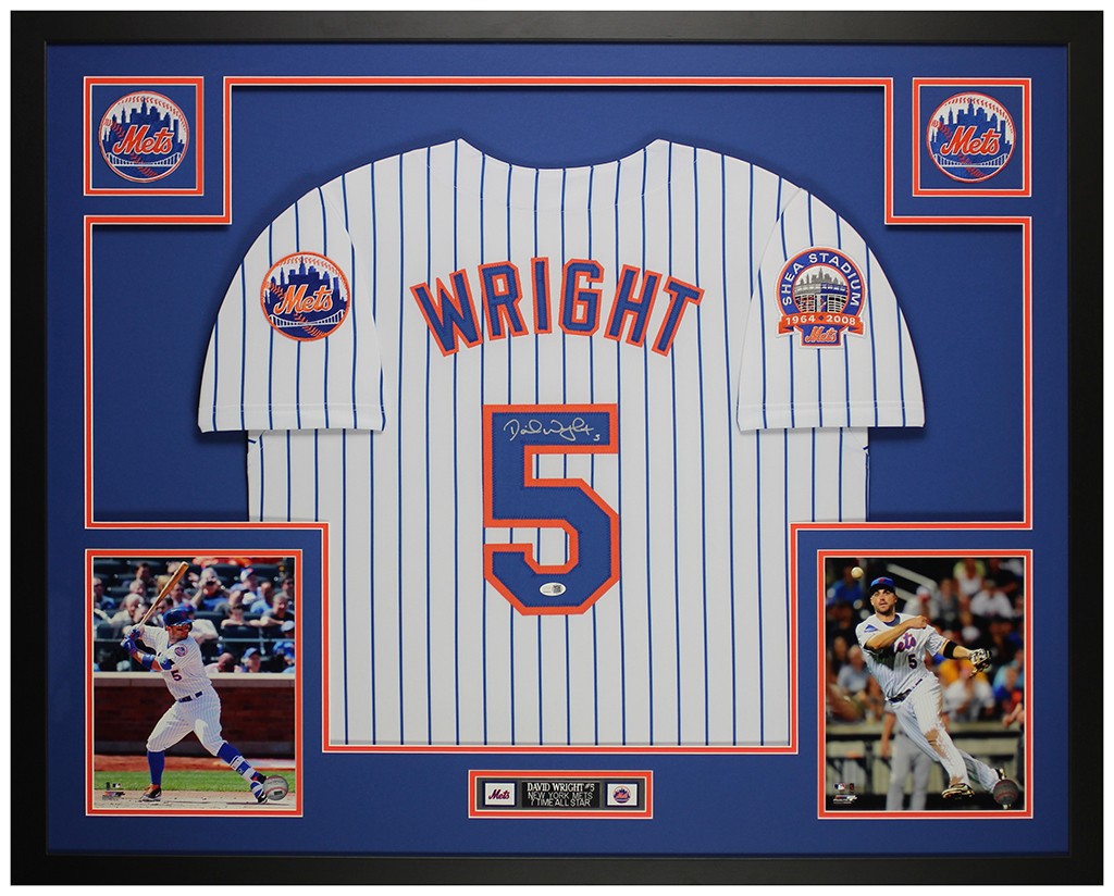 David Wright Autographed & Framed White New York Jersey JSA Certified