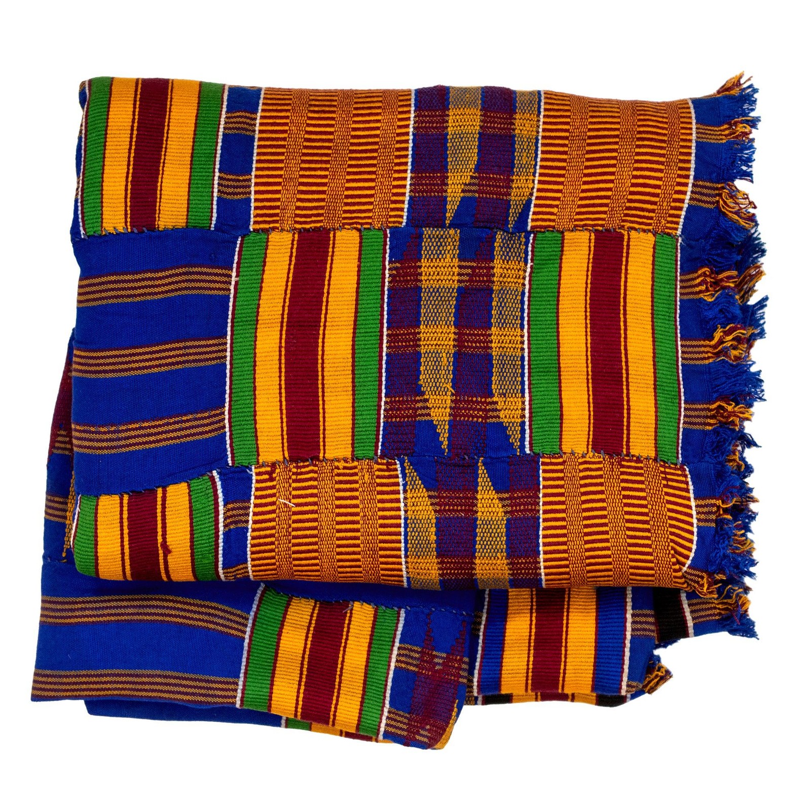 African Ashanti Kente Cloth #14891 Ghana Multicolor Cotton Handmade
