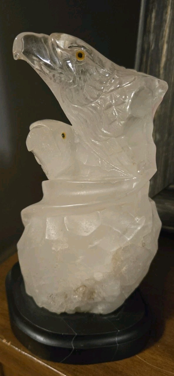 Rare Handcarved Natural Crystal Quartz Double Eagle Rare Handcarved Natural Crystal Quartz Double Eagle