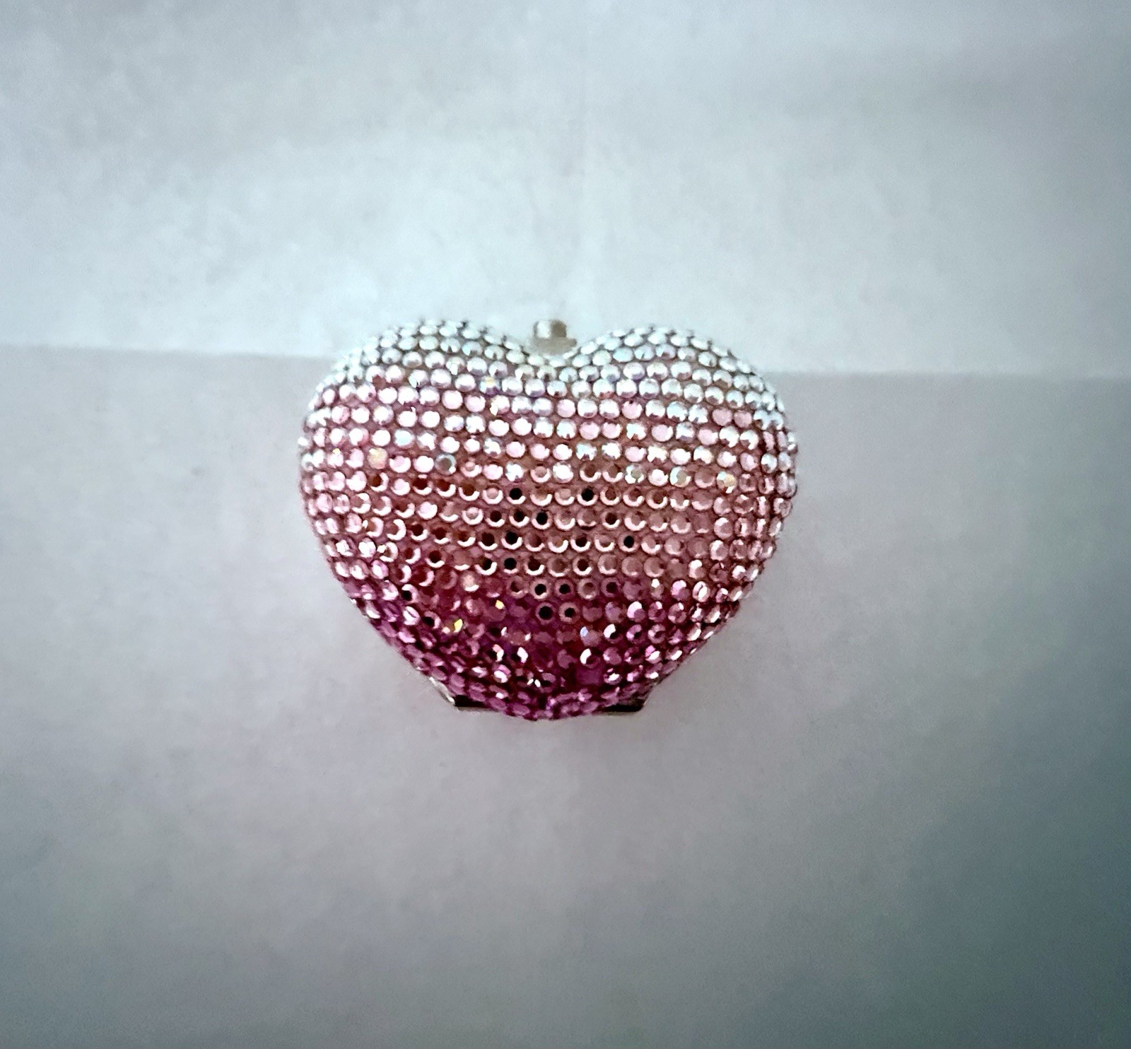 JUDITH LEIBER Mini Heart Pink Crystal Pillbox Collectible Retail $700