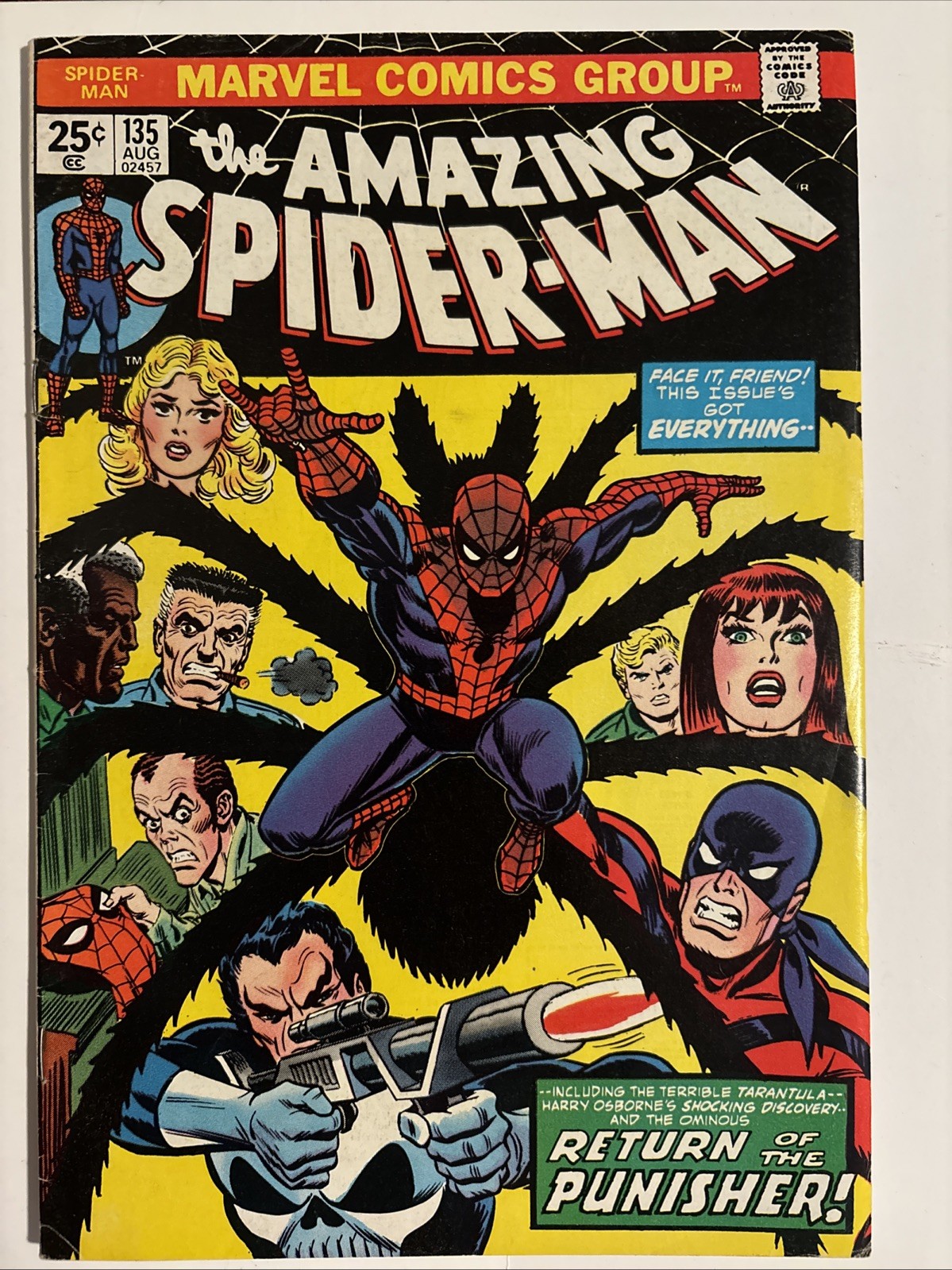 Amazing Spider-Man #135 (Marvel Comics August 1974) MVS Intact FN/VF Amazing Spider-Man #135 (Marvel Comics August 1974) MVS Intact FN/VF