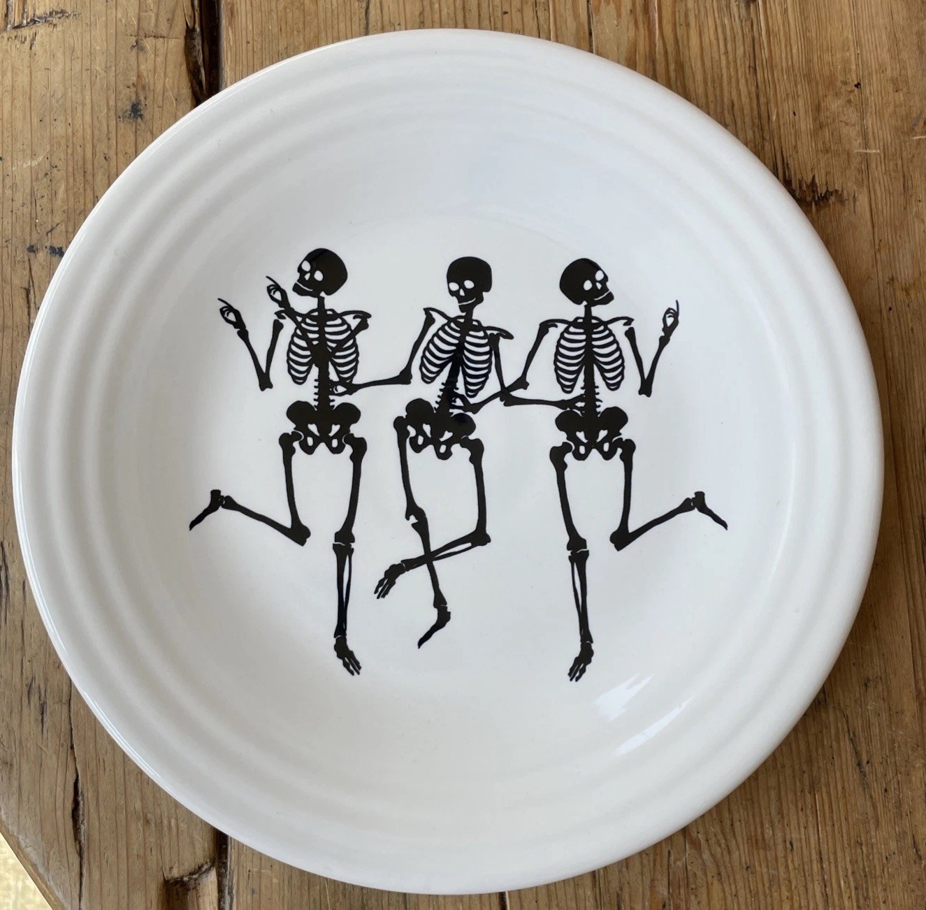 Homer Laughlin Fiesta Trio of Skeletons Luncheon Plate 9”- Homer Laughlin Fiesta Trio of Skeletons Luncheon Plate 9”-