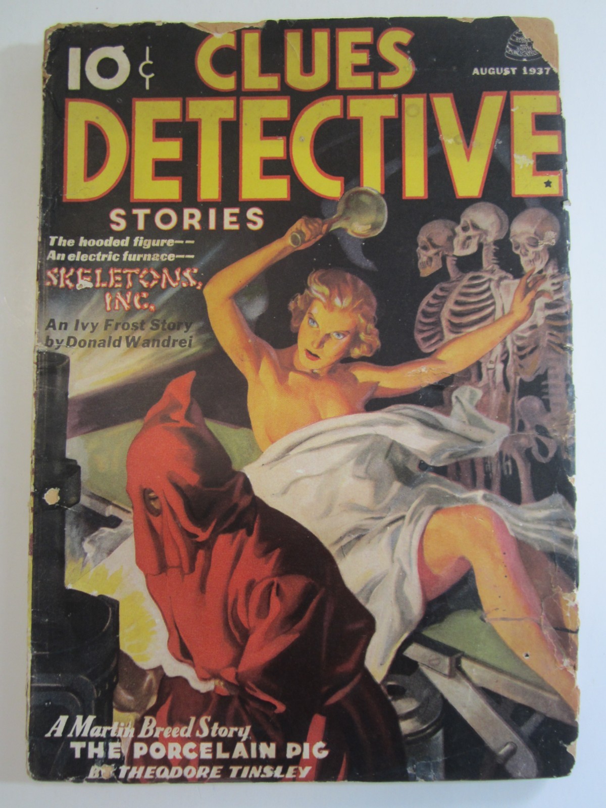 Clues Detective Stories Pulp Aug. 1937 GD Ivy Frost in Skeletons Inc Clues Detective Stories Pulp Aug. 1937 GD Ivy Frost in Skeletons Inc