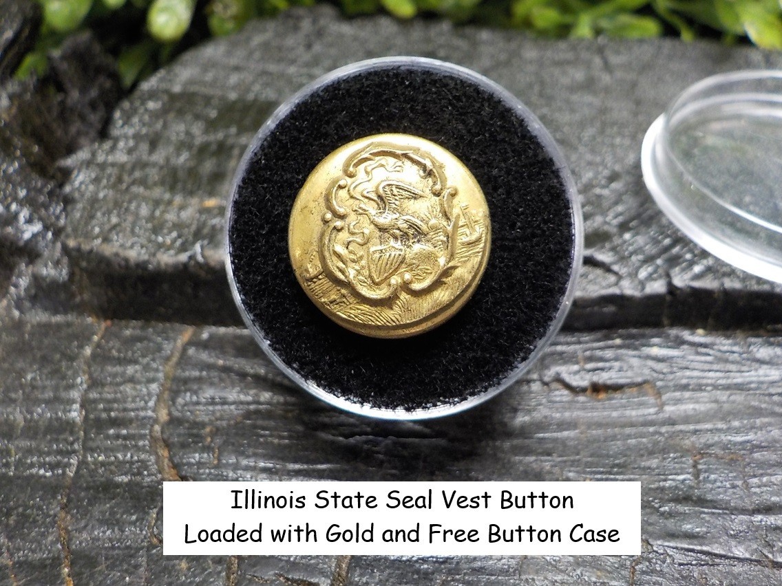 Old Rare Vintage Antique War Relic Illinois State Seal Vest Button Free Case Old Rare Vintage Antique War Relic Illinois State Seal Vest Button Free Case