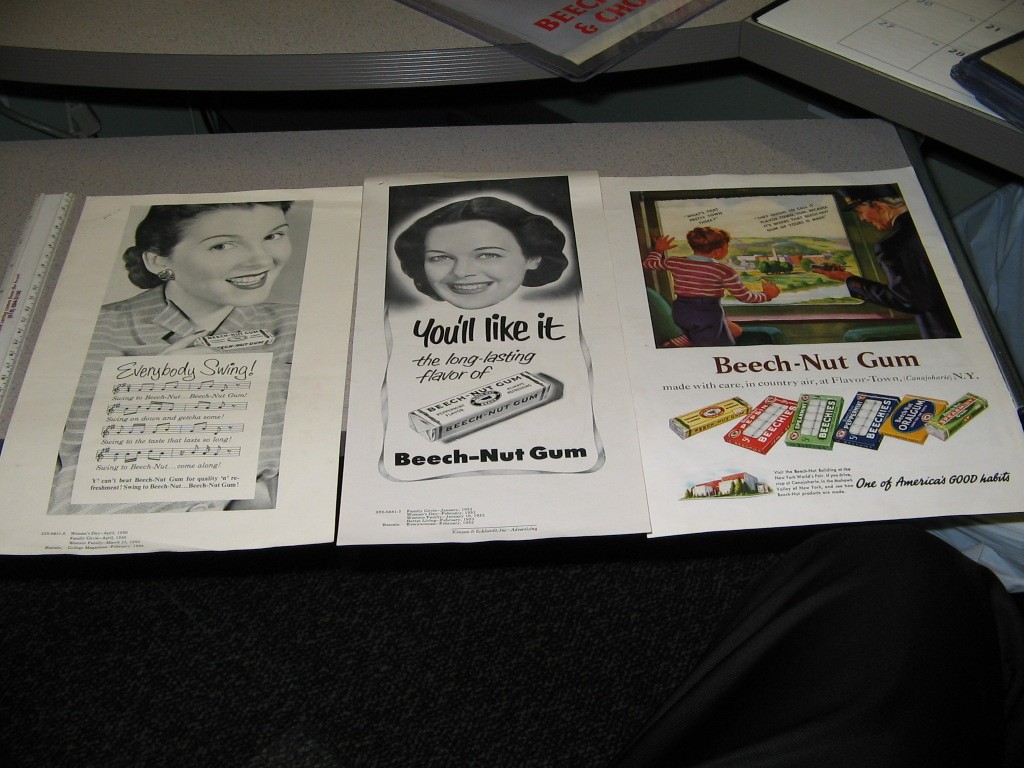 Beech Nut vintage (3) magazine ad & proofs 1939-1952,chewing gum