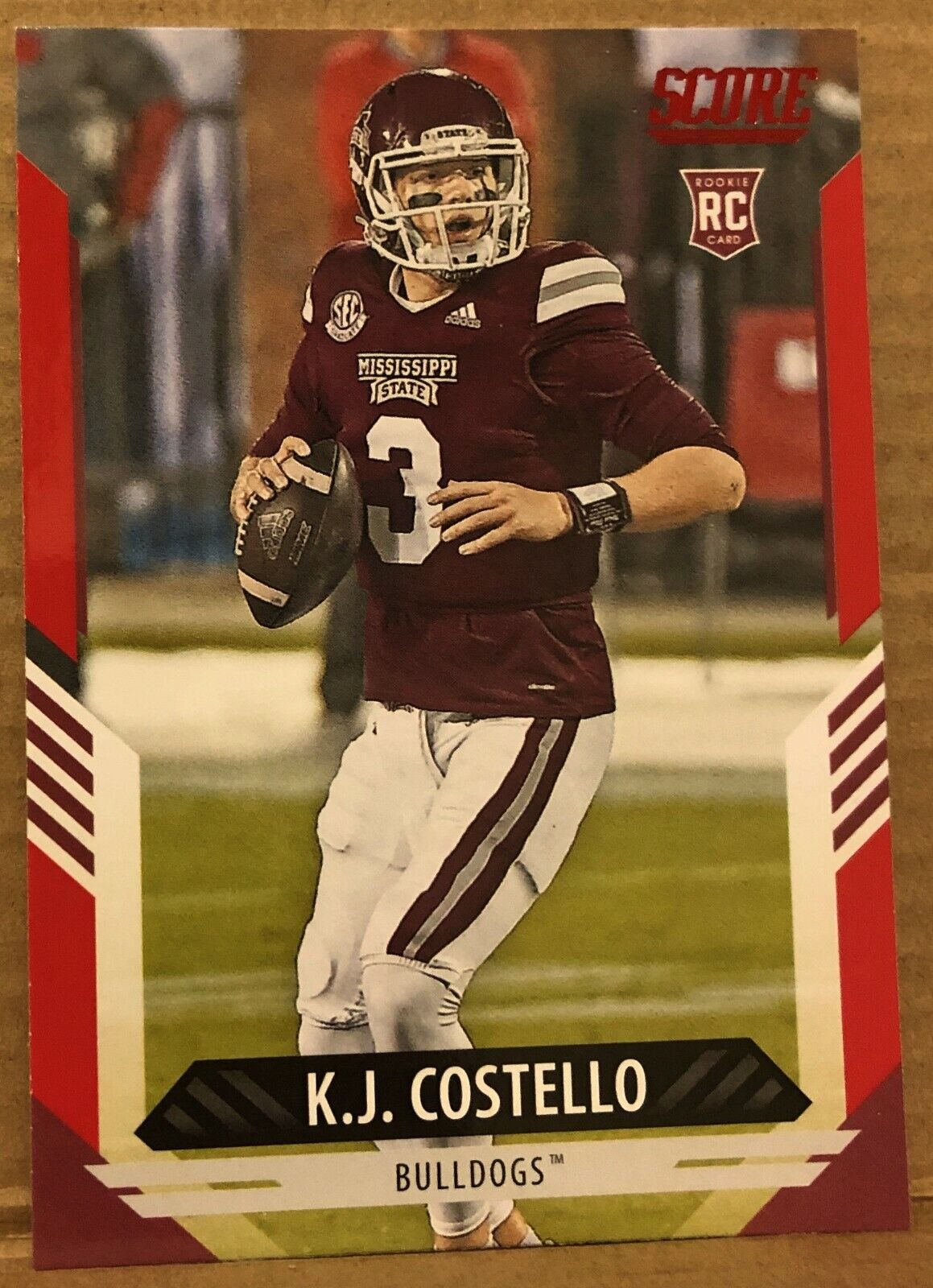 K.J. COSTELLO(LOS ANGELES CHARGERS)2021 PANINI-SCORE RED ROOKIE FOOTBALL CARD