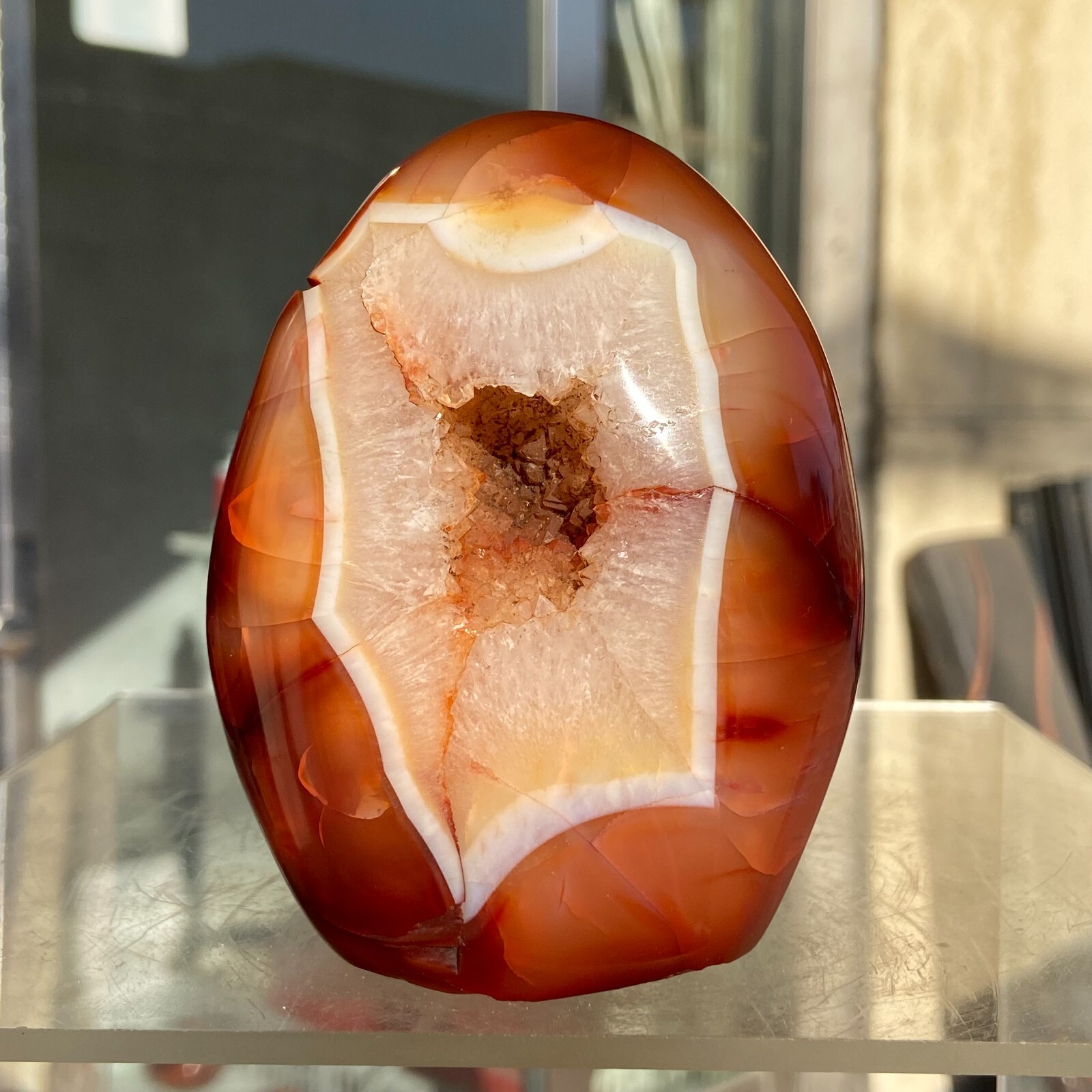 650g Rare Natural Red Agate Geode Carnelian Crystal Mineral Specimen Healing