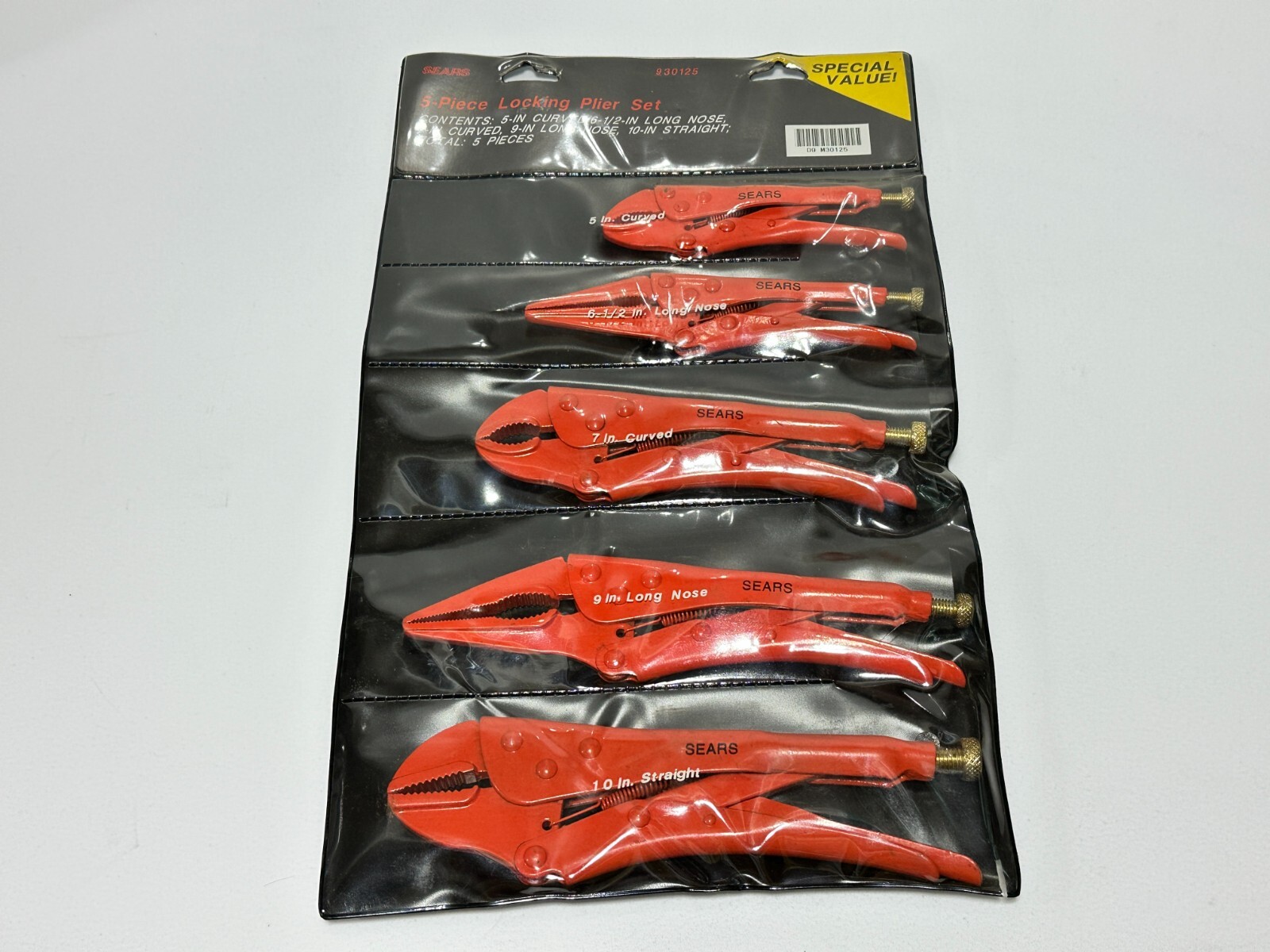NOS SEARS 30125 (Rare) Hi-Viz Orange 5pc Locking Pliers Set in Plastic Kit Bag NOS SEARS 30125 (Rare) Hi-Viz Orange 5pc Locking Pliers Set in Plastic Kit Bag