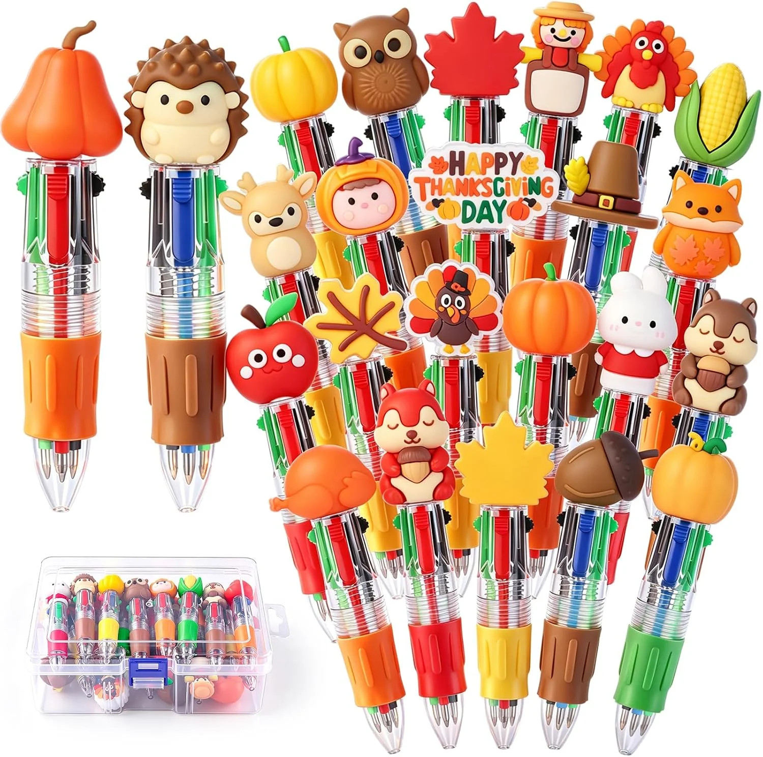 24PCS Thanksgiving Pens Fun Cute Autumn 4-in-1 Multicolor Gift Pens