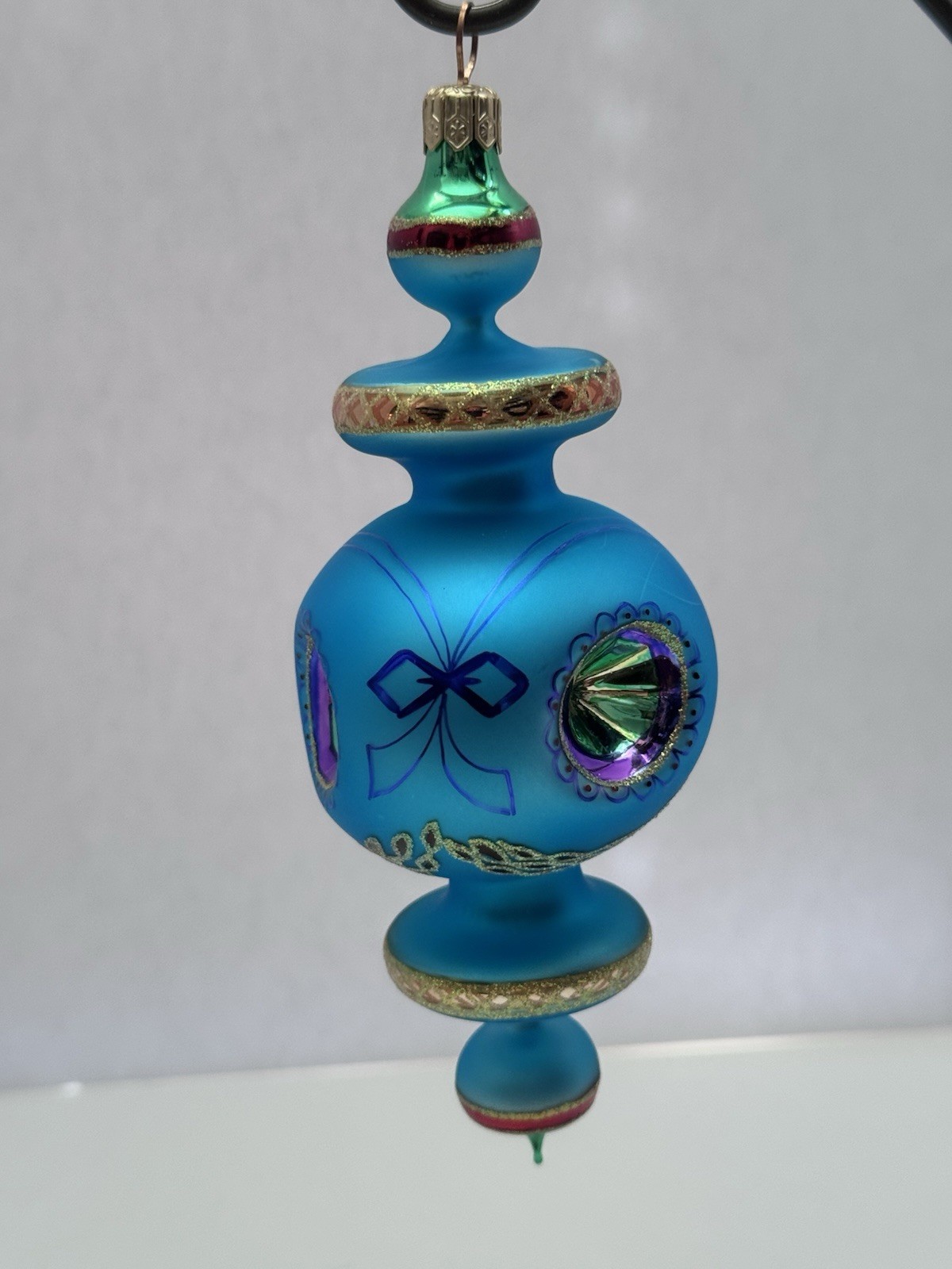 FAB Rare Christopher Radko Turquoise Razzmatazz Triple Indent Ornament 98-2-0 FAB Rare Christopher Radko Turquoise Razzmatazz Triple Indent Ornament 98-2-0