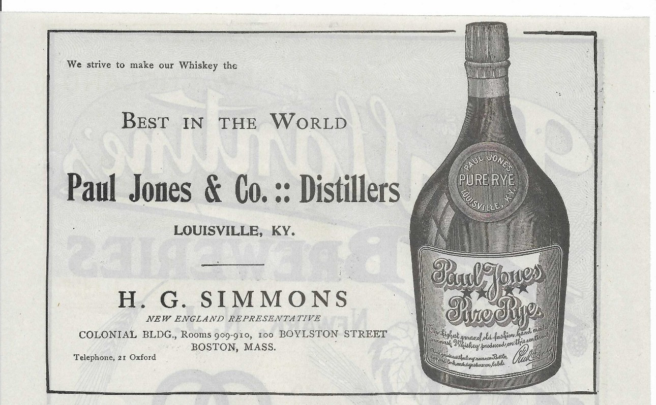1909 Ads: Paul Jones KY Whiskey, Ballantine Brewery - Newark NJ, Shufeldt Gins