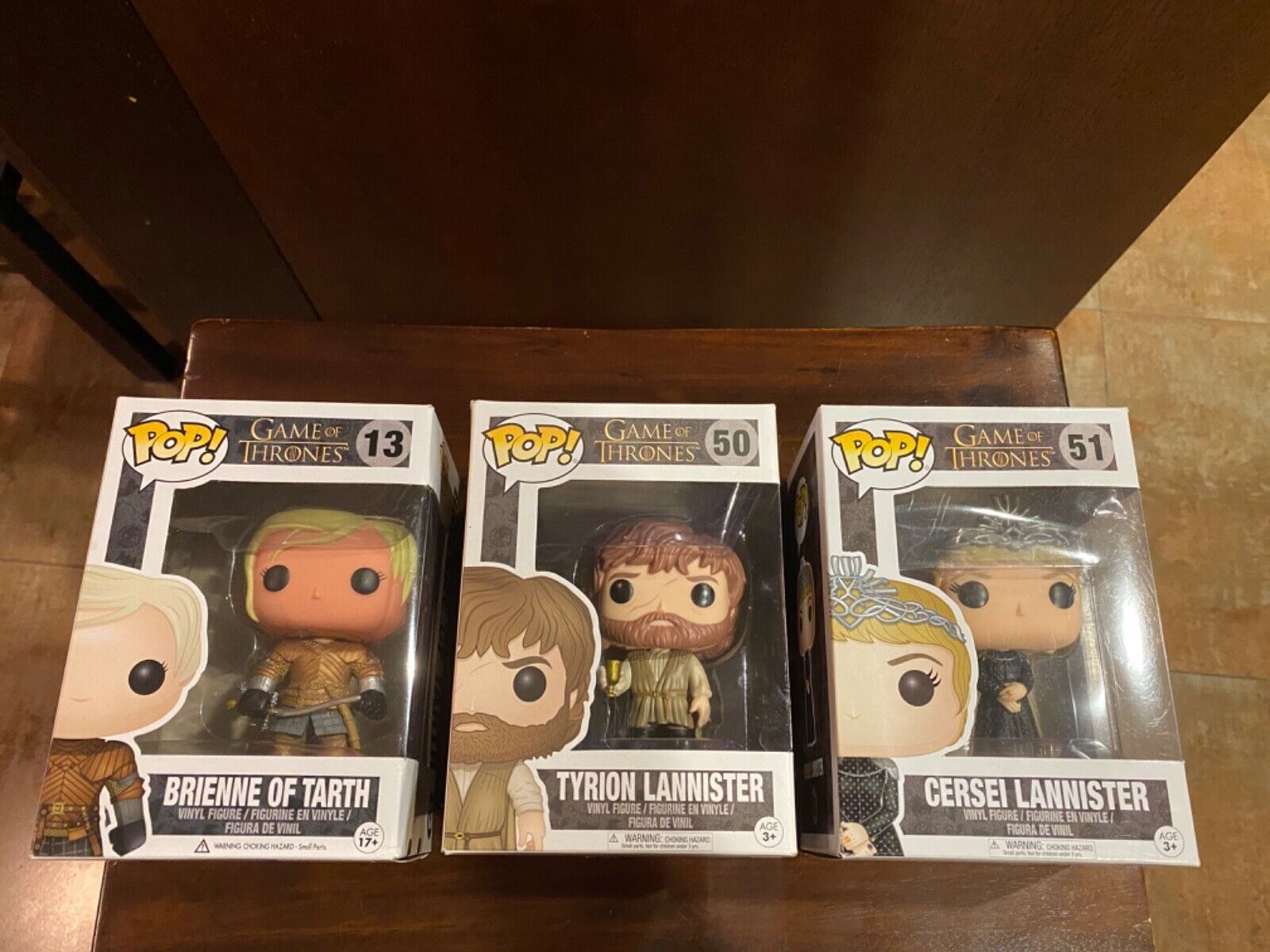 3 Funko Pops  Game of Thrones Brienne of Tarth 13 Tyrion Lannister 50 Cersei 51