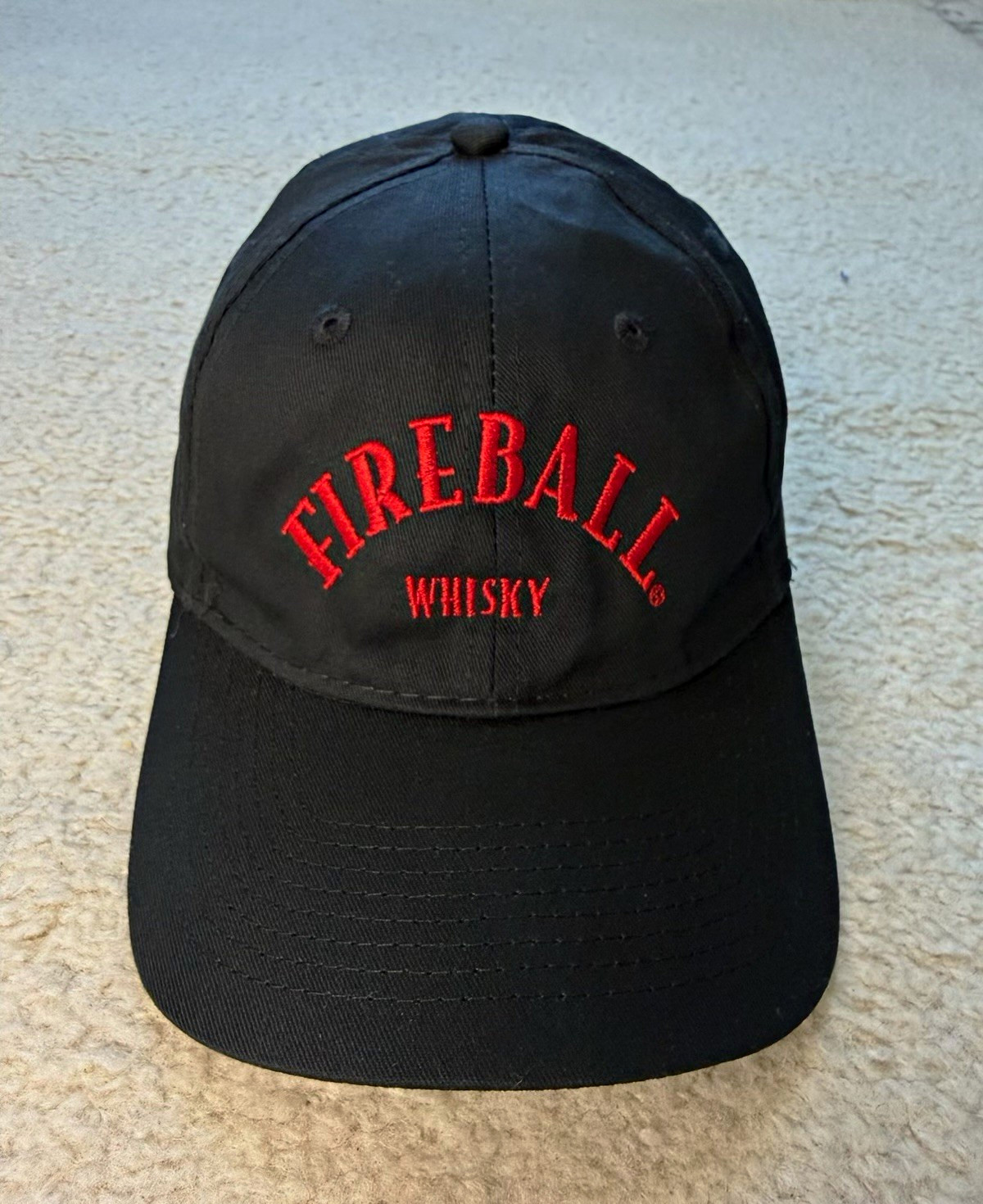 Fireball Whisky Black Embroidered Baseball Hat Red Logo Cap Fireball Whisky Black Embroidered Baseball Hat Red Logo Cap