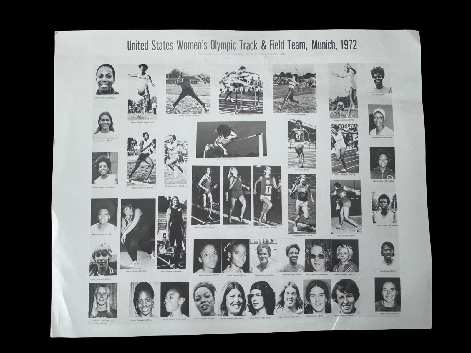 1972 U.S. Women\'s Olympic Track & Field Team Munich Olympics Poster Photo