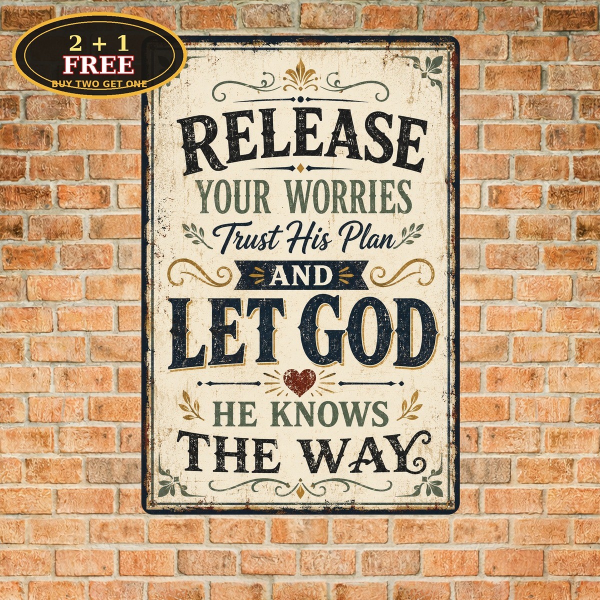 Let Go And Let God Inspirational Faith Quotes Metal Sign Christian Plaque
