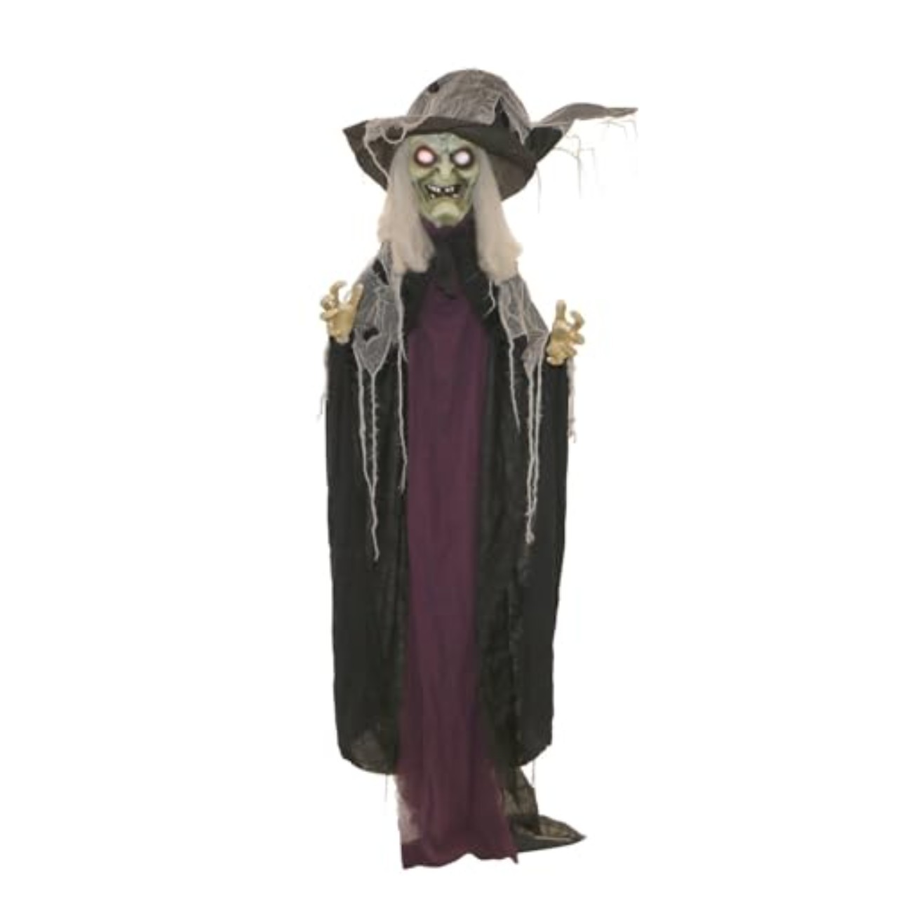 Life Size Poseable Talking Witch Animatronic Touch Activated Lights Sound