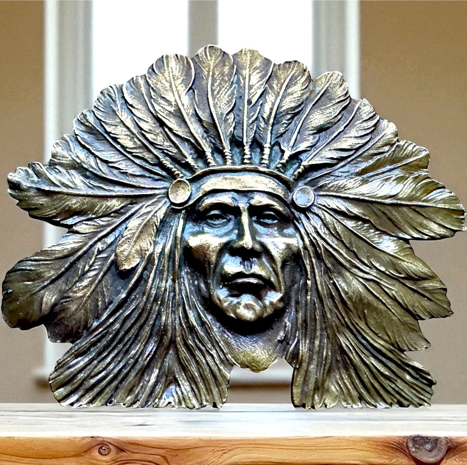 LARGE BERGAMOT BRASS WORKS NATIVE AMERICAN INDIAN CHIEF STATEMENT BELT BUCKLE LARGE BERGAMOT BRASS WORKS NATIVE AMERICAN INDIAN CHIEF STATEMENT BELT BUCKLE