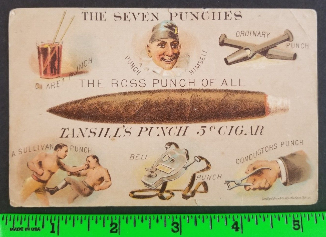 Vintage 1890\'s John Sullivan Boxing Boxer Punch Cigar Tobacco Trade Card