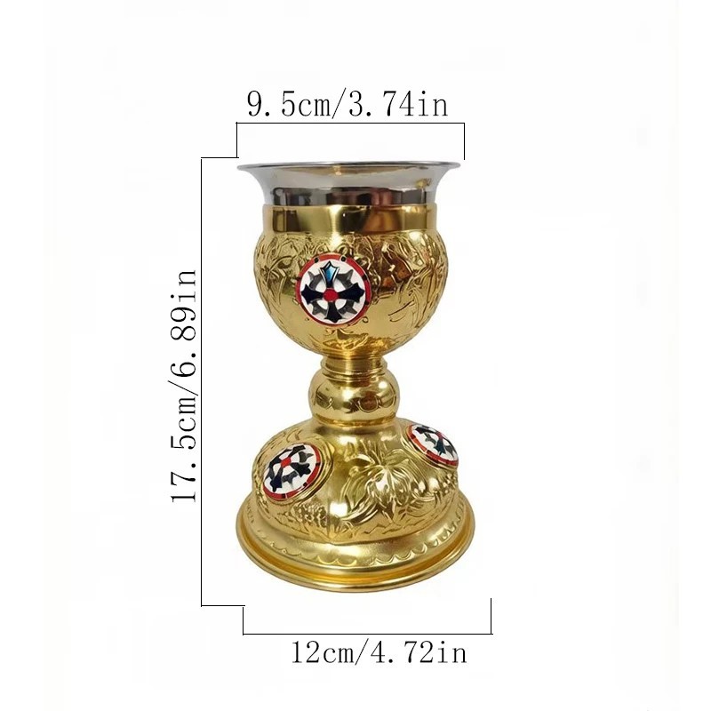 Orthodox Communion Chalice Blue Enamel Icon Reliefs Christian Church Altar Decor