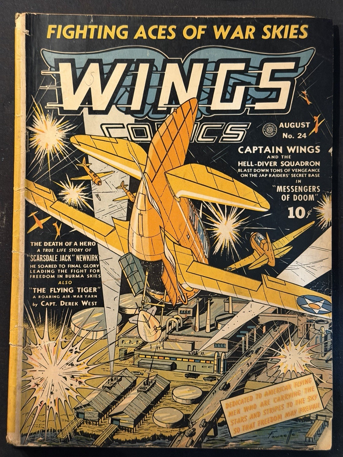 Wings Comics 24 1942 Fiction House Captain Wings Flying Tiger Skull Squad War Wings Comics 24 1942 Fiction House Captain Wings Flying Tiger Skull Squad War