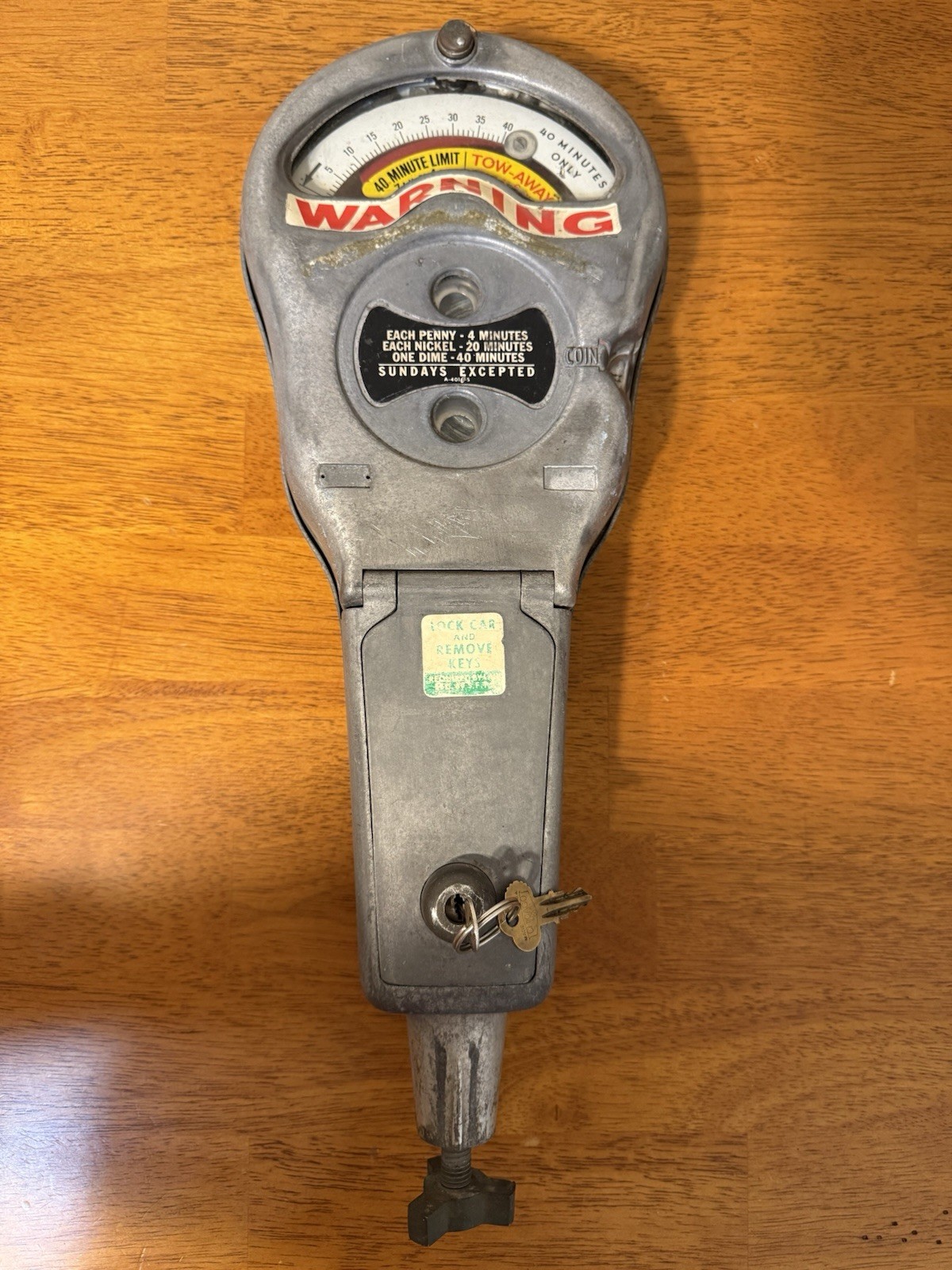 Vintage 1971 San Francisco Parking Meter 40 Min w/ Keys Original Municipal