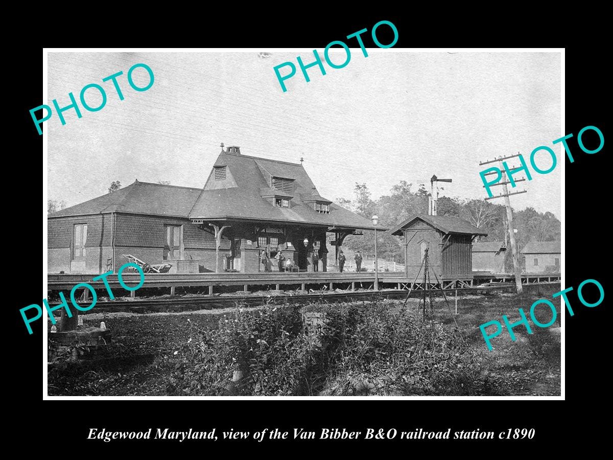 Edgewood Maryland The V/B B&O Railroad Depot c1890 Large Historic Old Photo Edgewood Maryland The V/B B&O Railroad Depot c1890 Large Historic Old Photo
