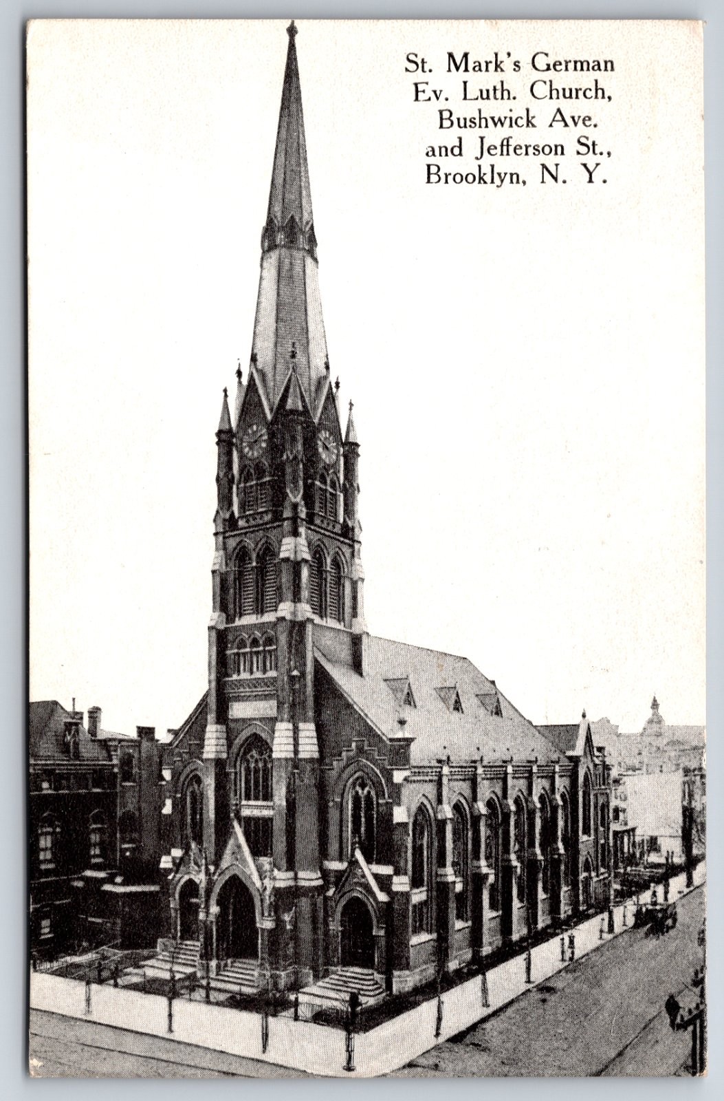 St. Mark\'s German Evangelical Lutheran Church Brooklyn New York Postcard St. Mark\'s German Evangelical Lutheran Church Brooklyn New York Postcard