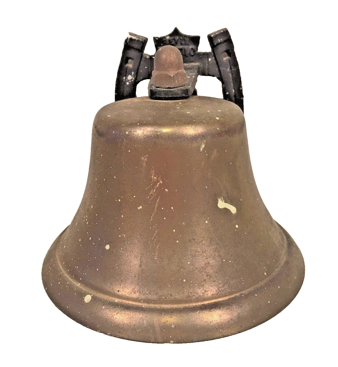 Vtg Cast Metal Bell by Bevin Patio w/ Clapper w/ Cast Metal Horsehoe Wall Backer
