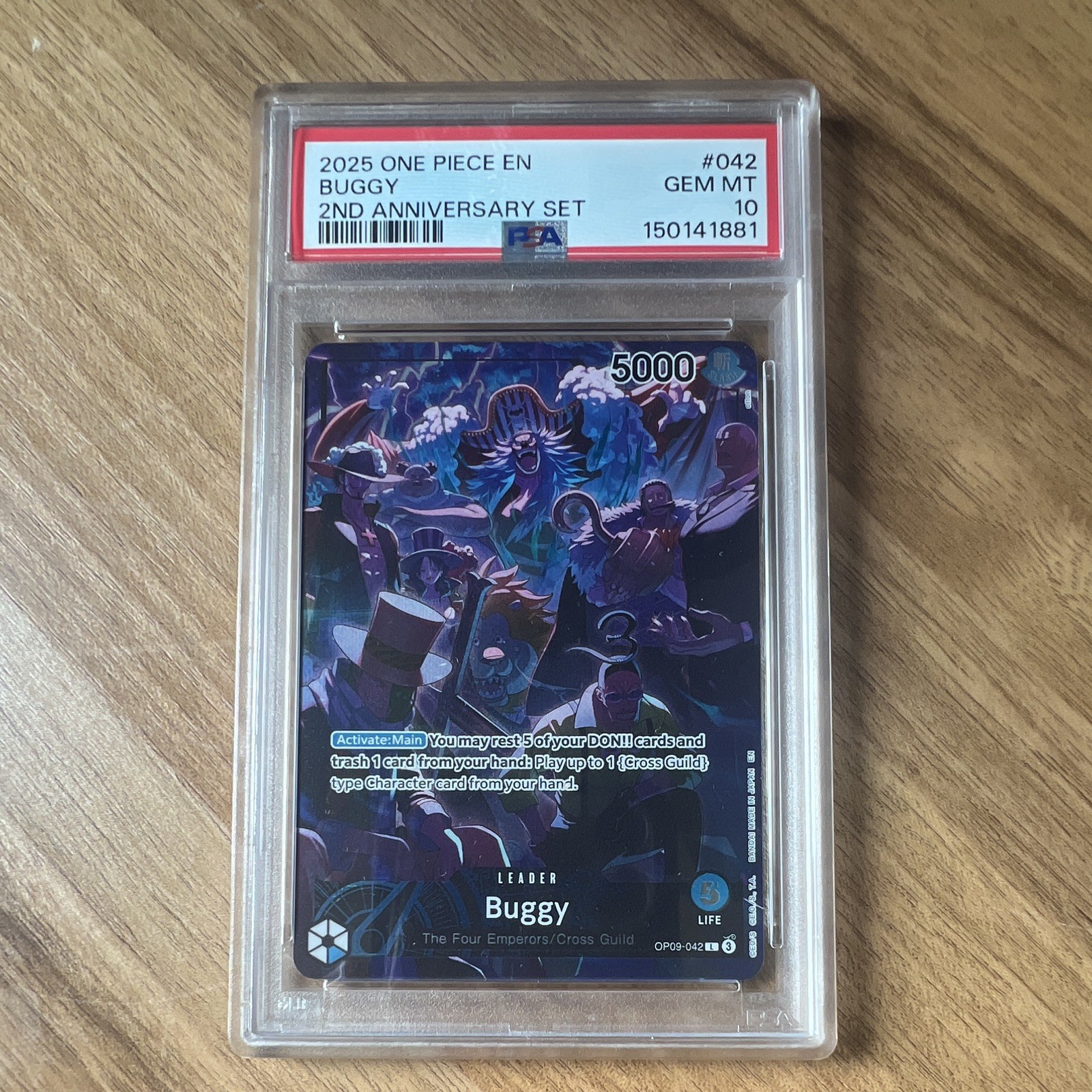 One Piece Buggy Leader OP09-042 2nd Anniversary Set Foil English 2025 Graded One Piece Buggy Leader OP09-042 2nd Anniversary Set Foil English 2025 Graded