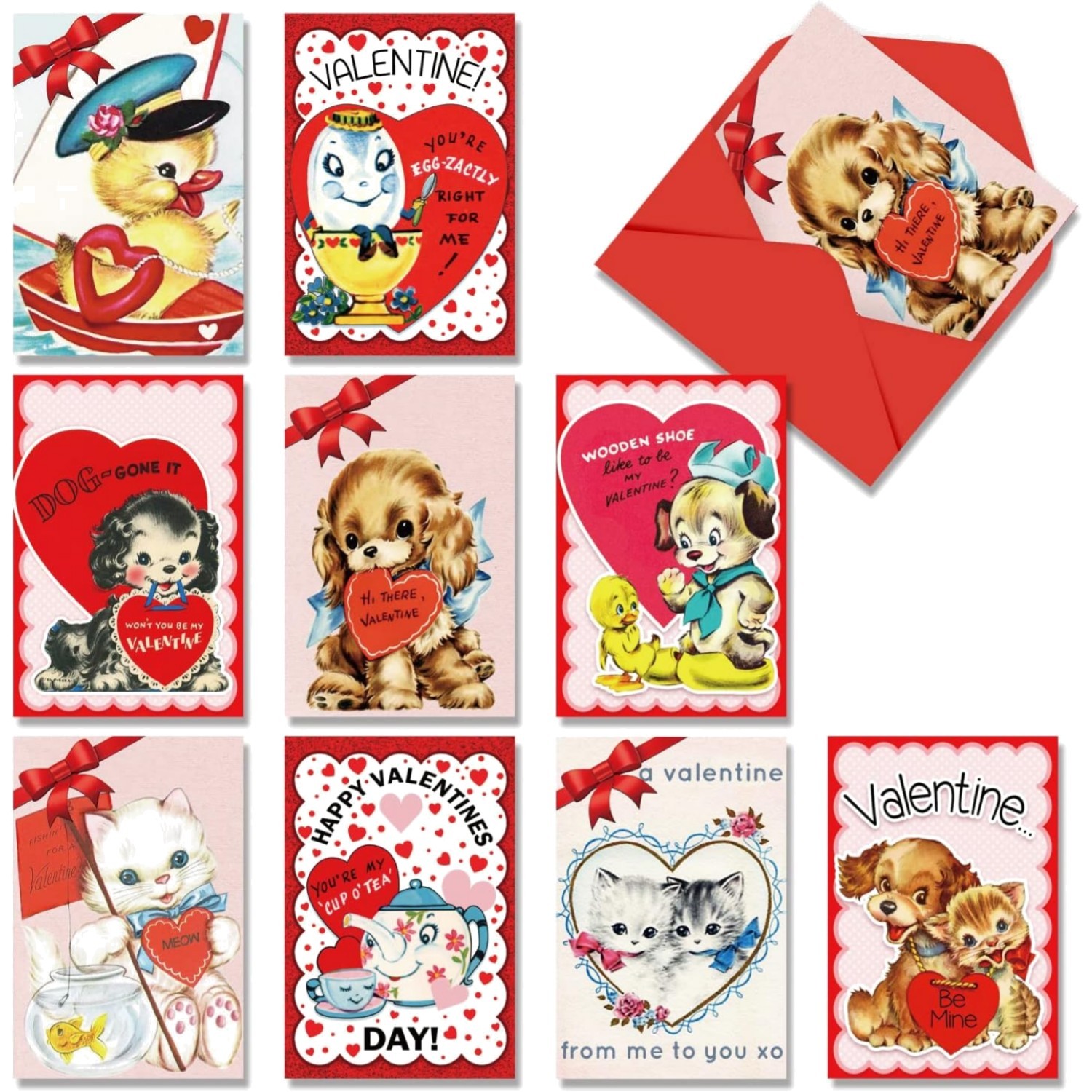 ​27 Pcs Vintage Valentine\'S Cards Animal Valentine\'S Day Greeting Cards Colorful